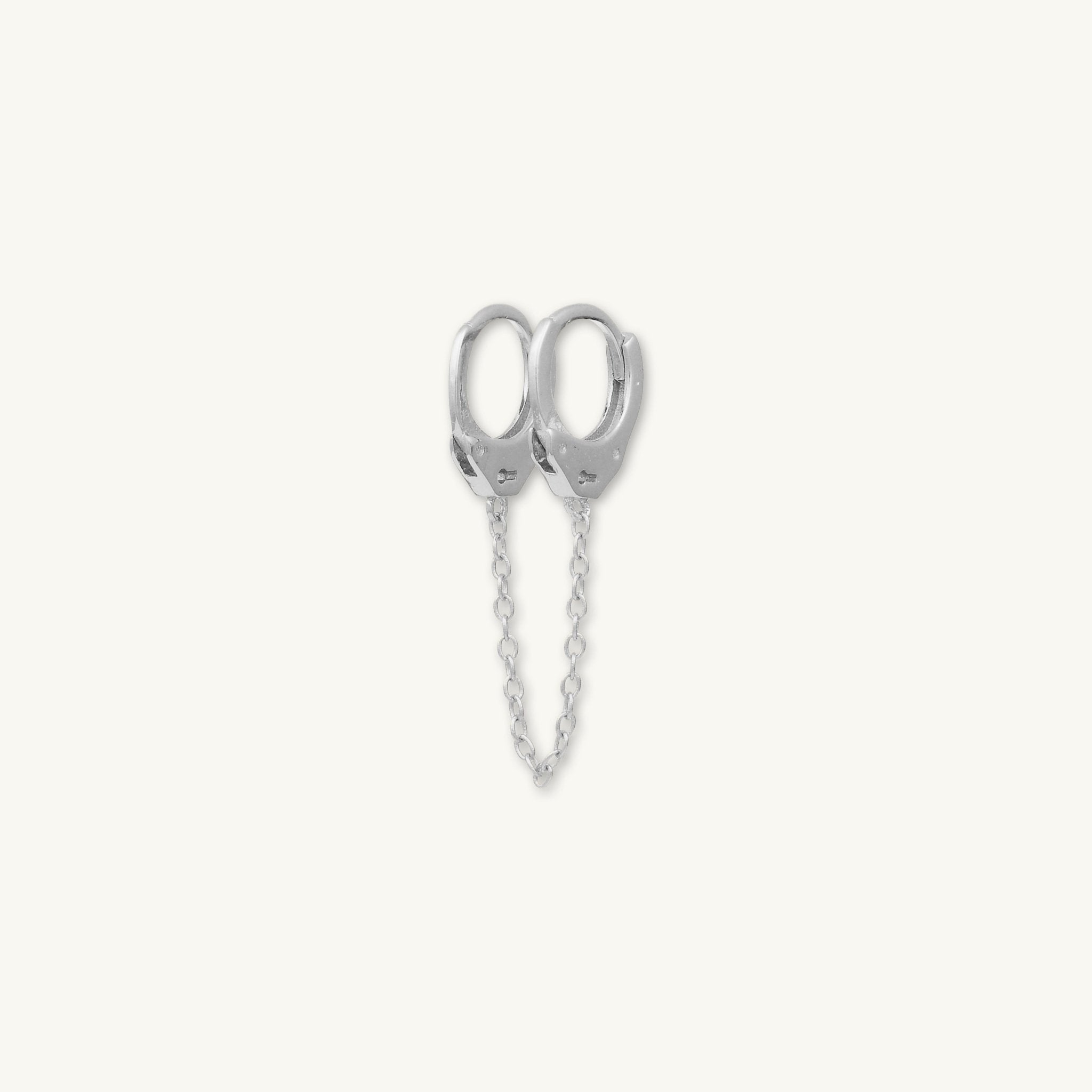 Handcuff Dangling Chain Huggie Single Earring - Camile & Stone