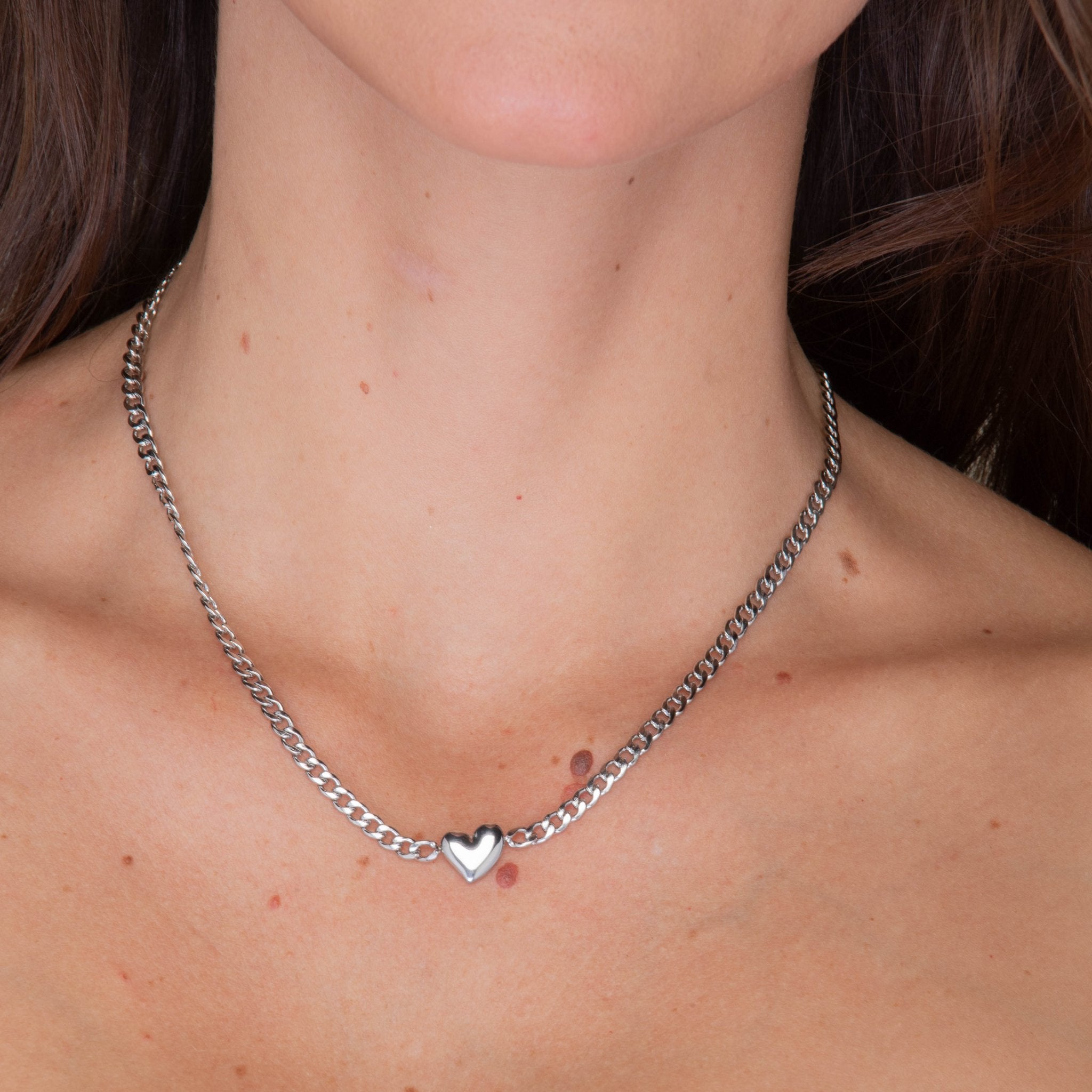 Heart Cuban Chain Necklace - Camile & Stone