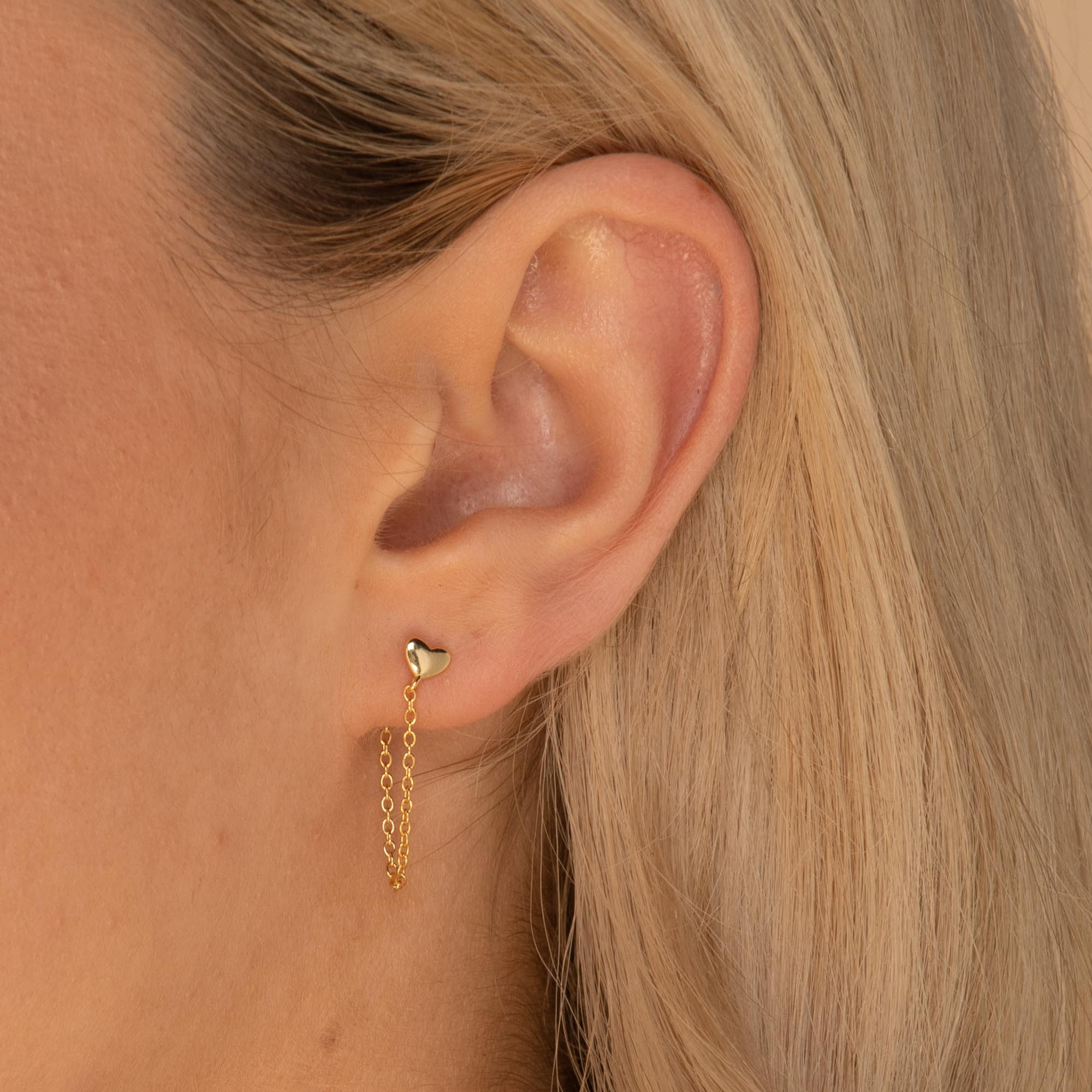 Heart Dangle Chain Earrings - Camile & Stone