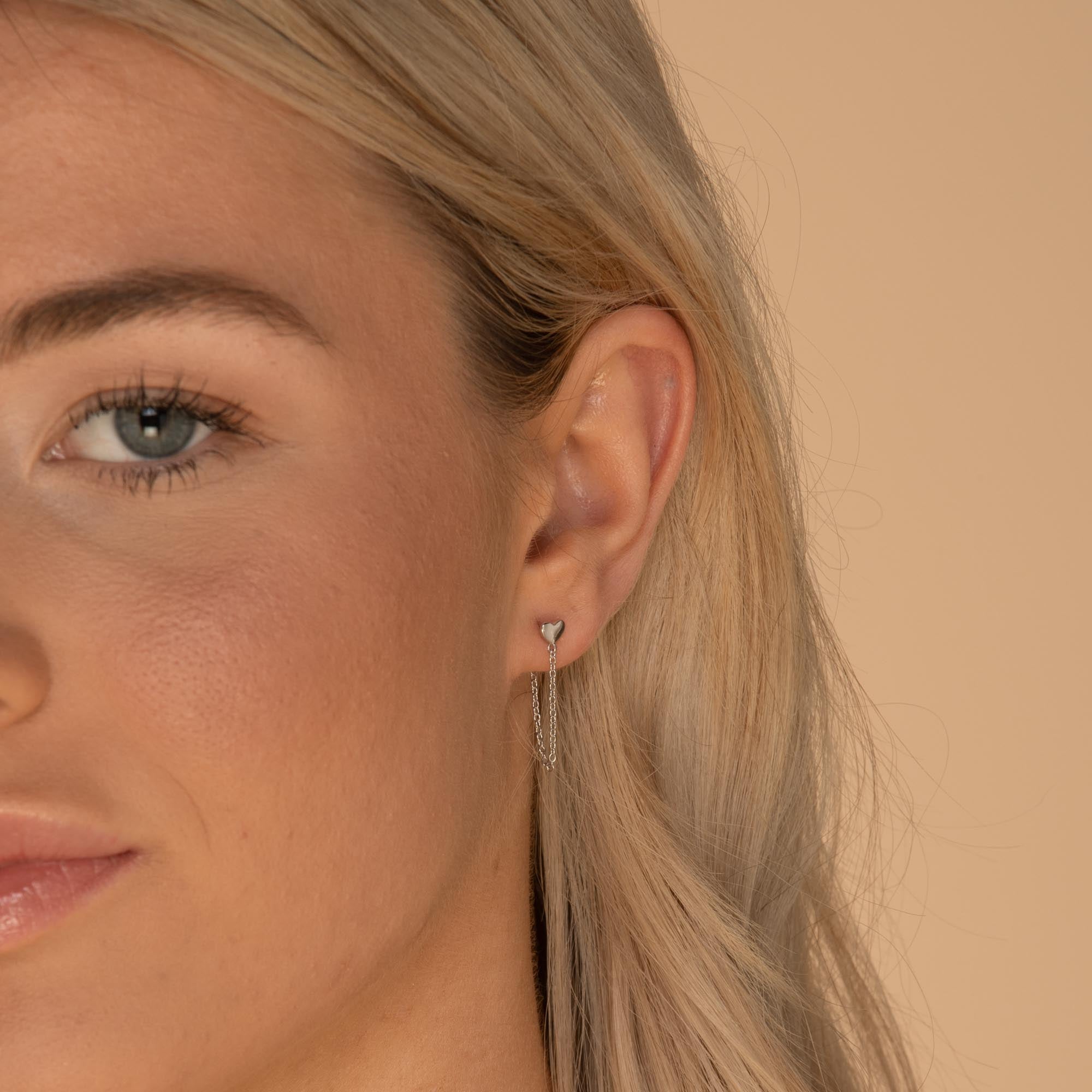 Heart Dangle Chain Earrings - Camile & Stone