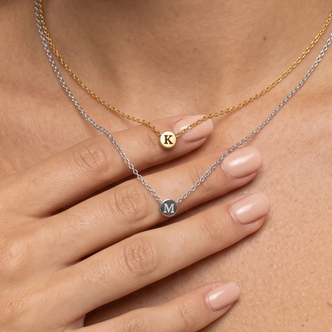 Initial Letter Dot Necklace