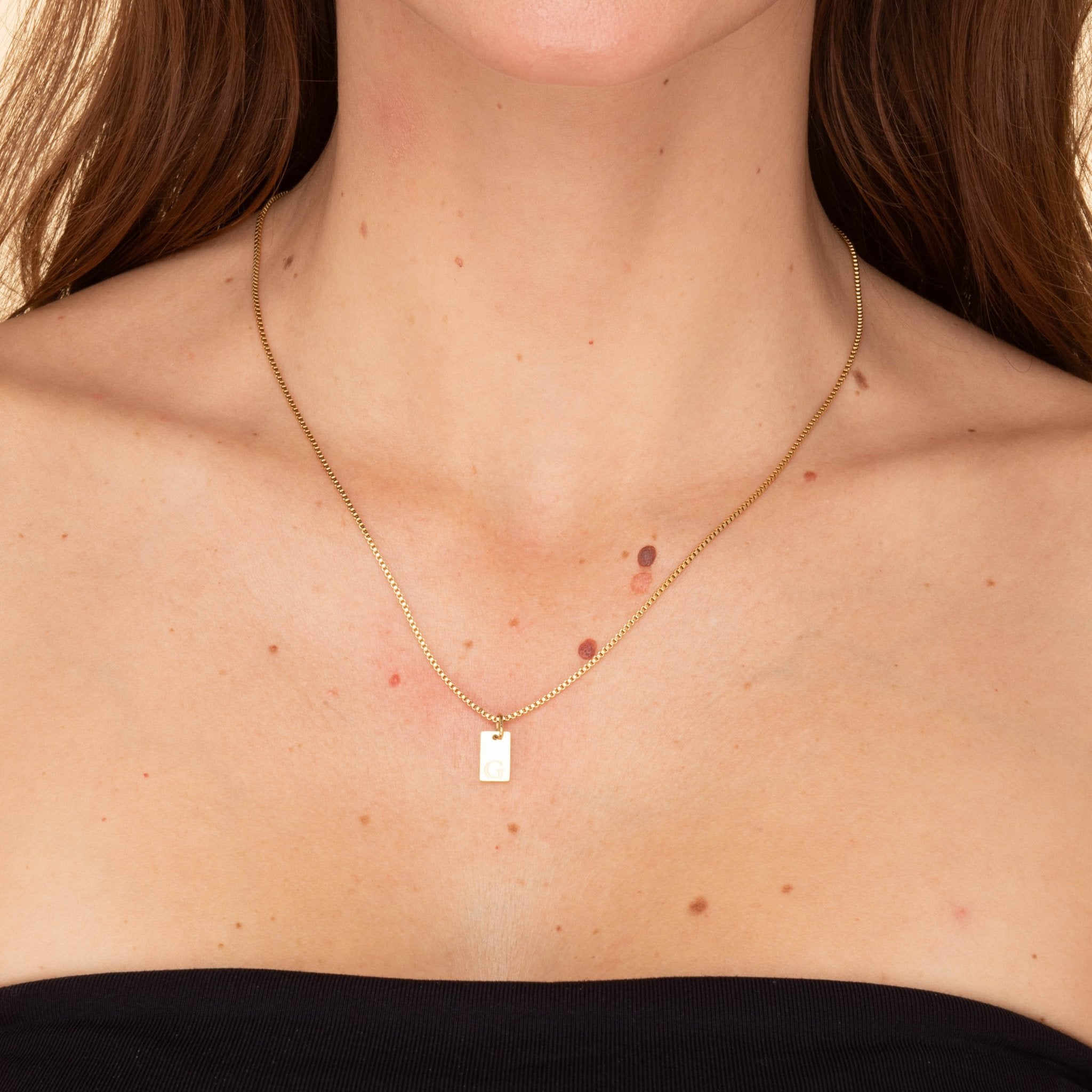 Initial Letter Tag Chain Necklace - Camile & Stone