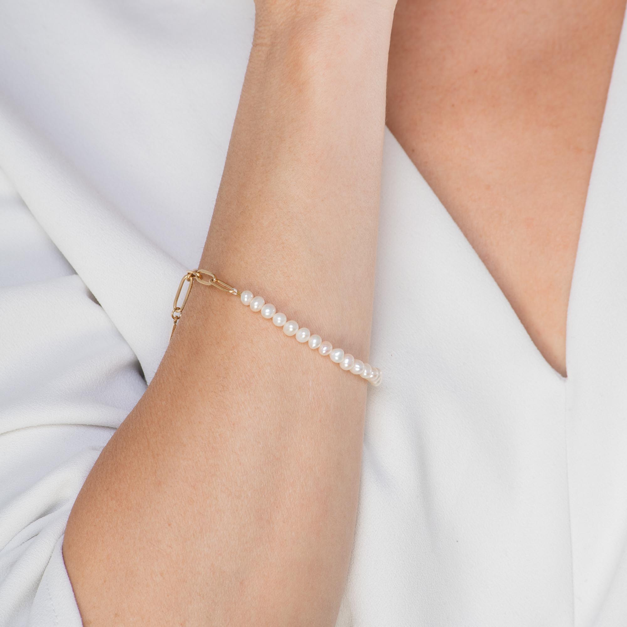 Kelly Paperlink Pearl Bracelet - Camile & Stone