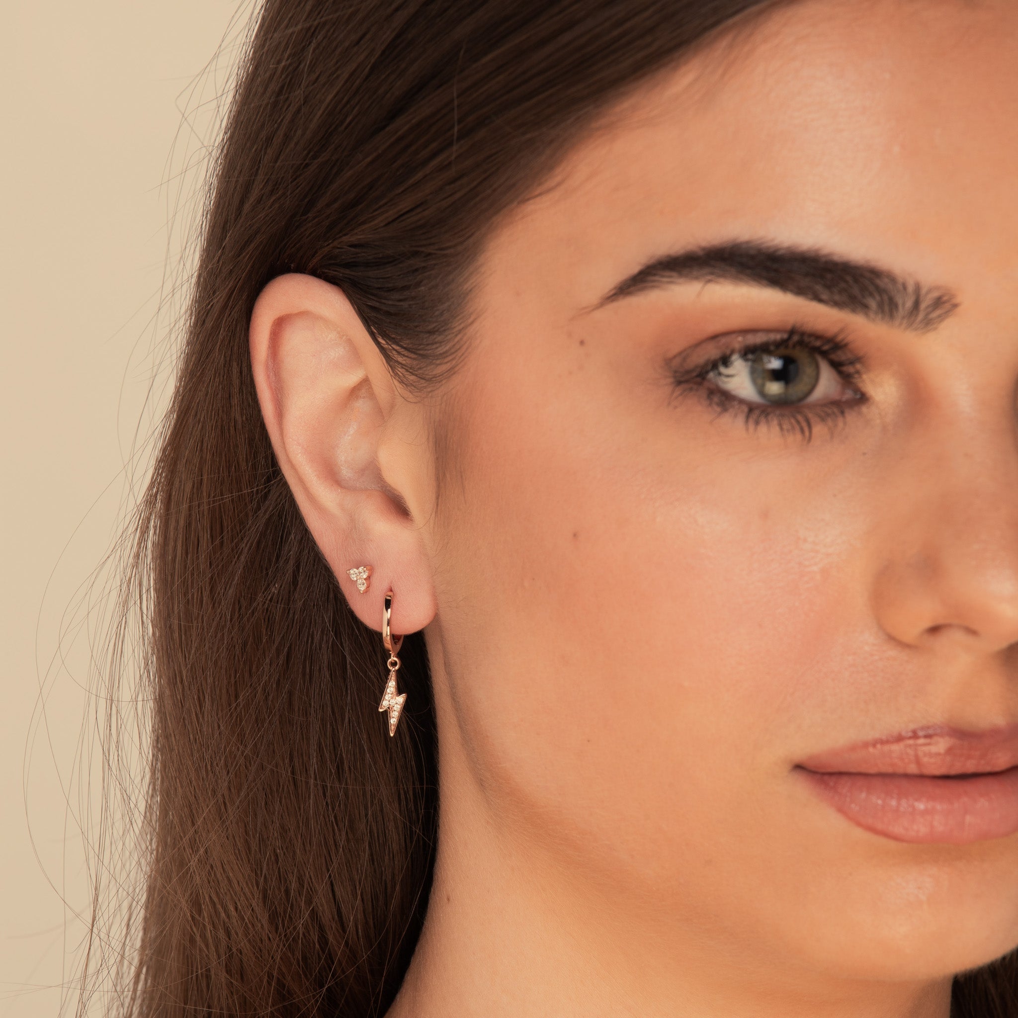 Lightning Bolt Dangling Hoops - Camile & Stone