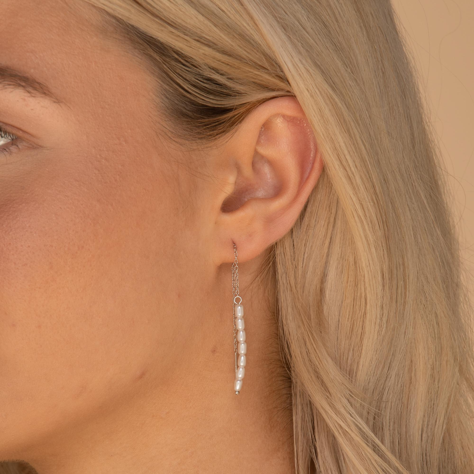 Long Pearl Threader Earrings - Camile & Stone