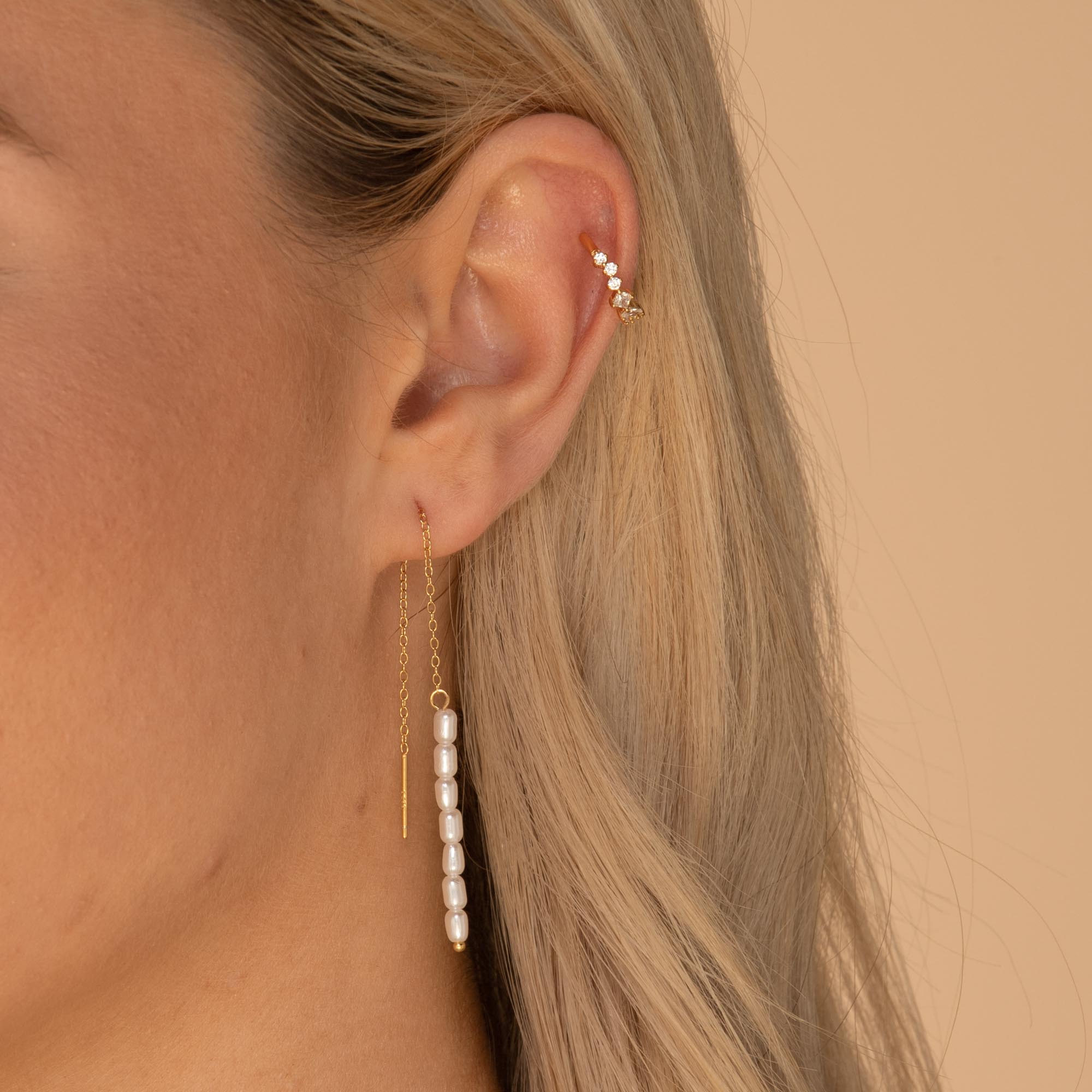 Long Pearl Threader Earrings - Camile & Stone