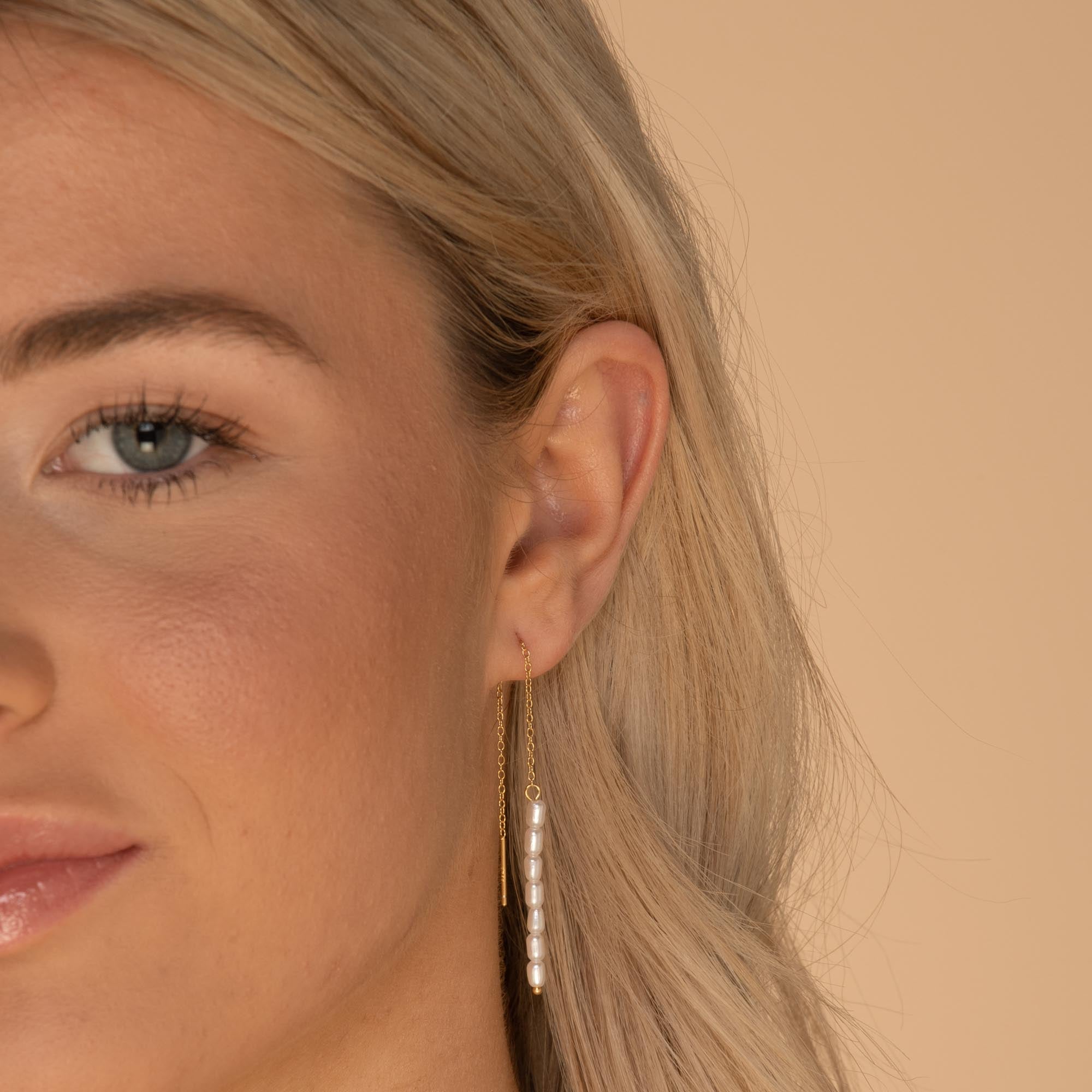 Long Pearl Threader Earrings - Camile & Stone