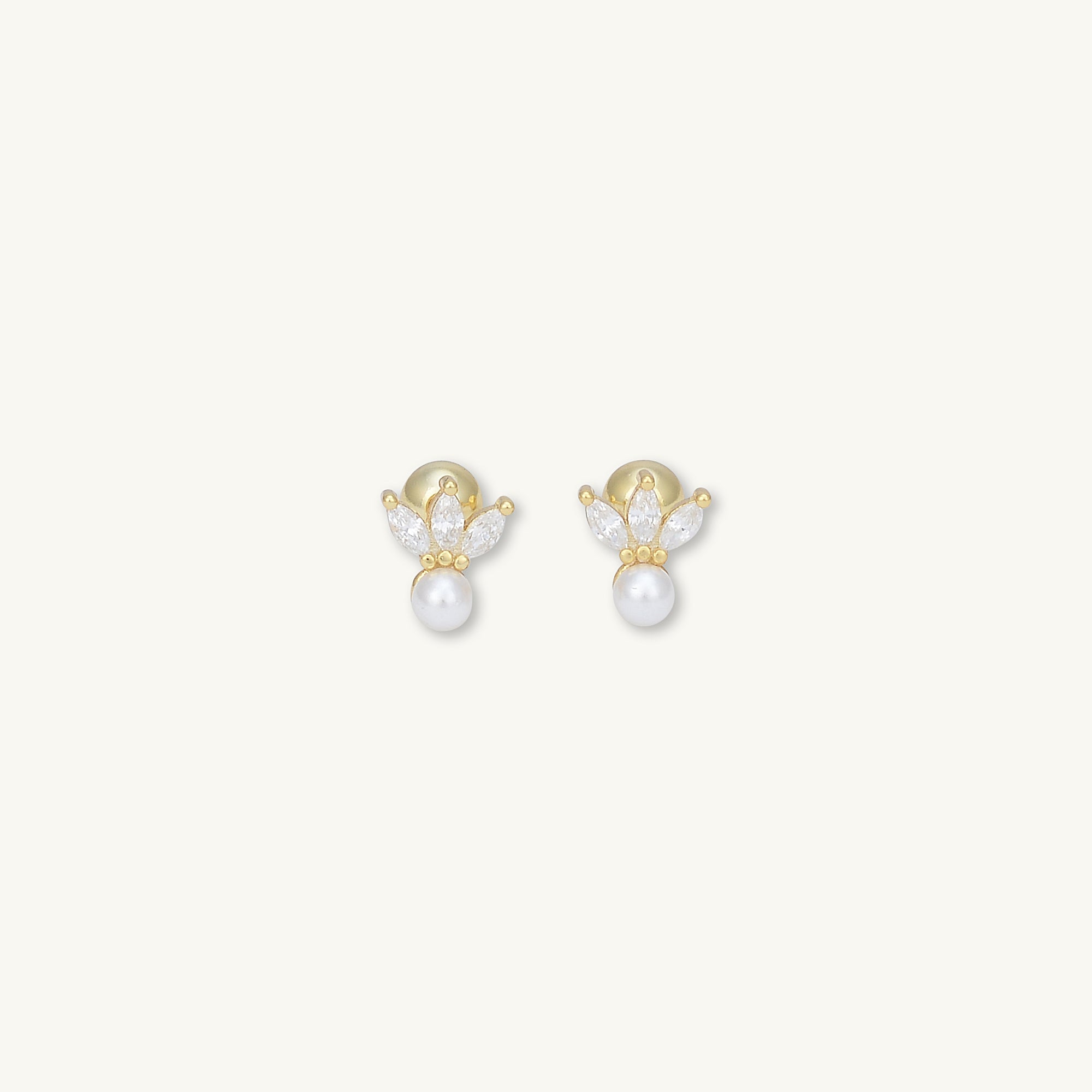 Lotus Pearl Sapphire Barbell Stud Cartilage Earrings - Camile & Stone