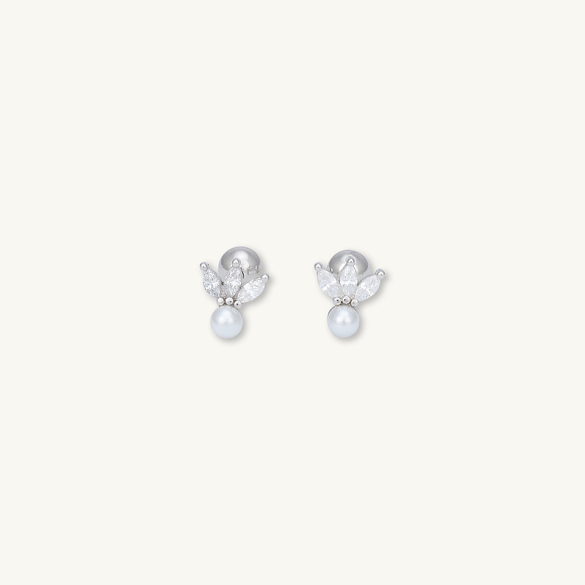 Lotus Pearl Sapphire Barbell Stud Cartilage Earrings - Camile & Stone