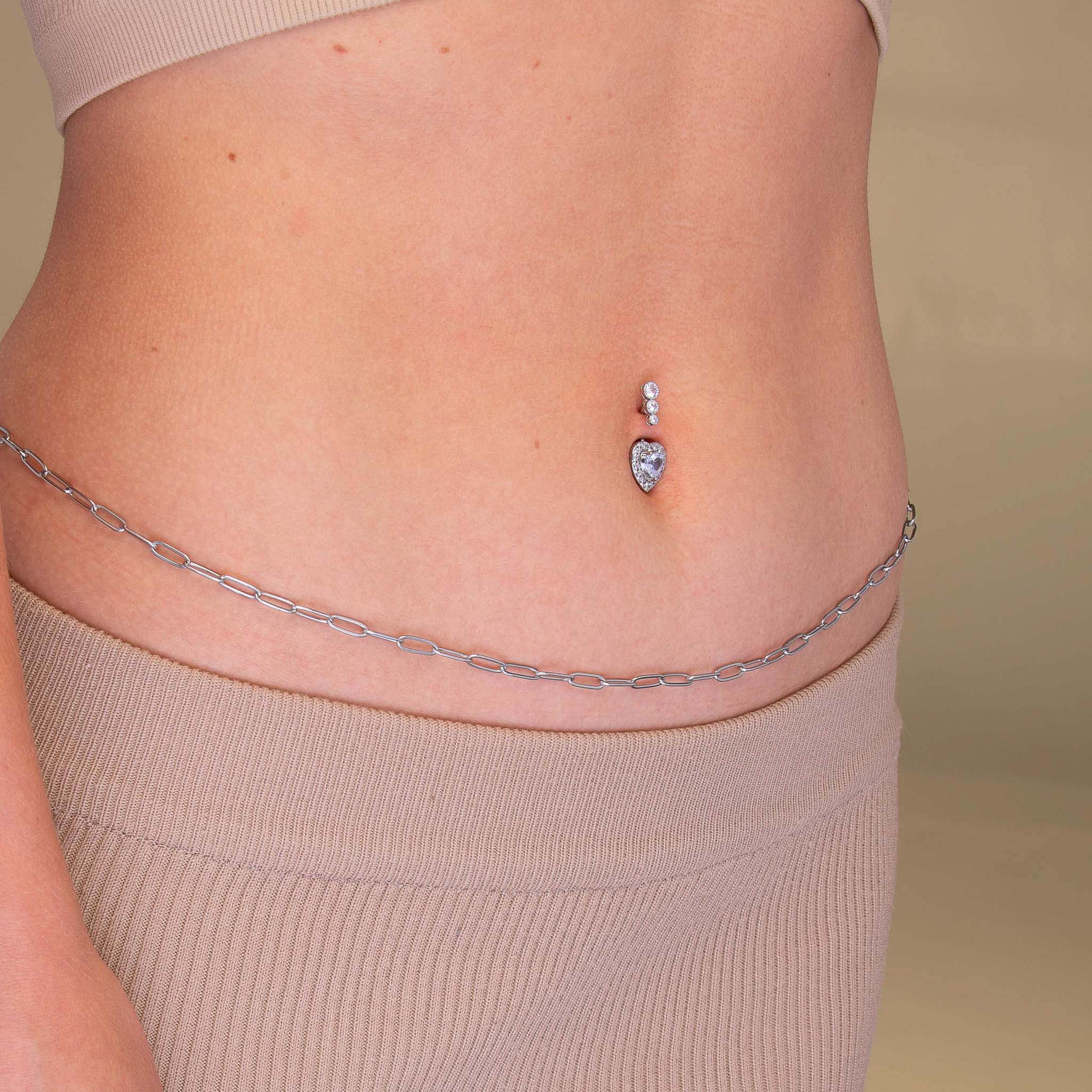 Love Heart Sapphire Titanium Belly Ring - Camile & Stone