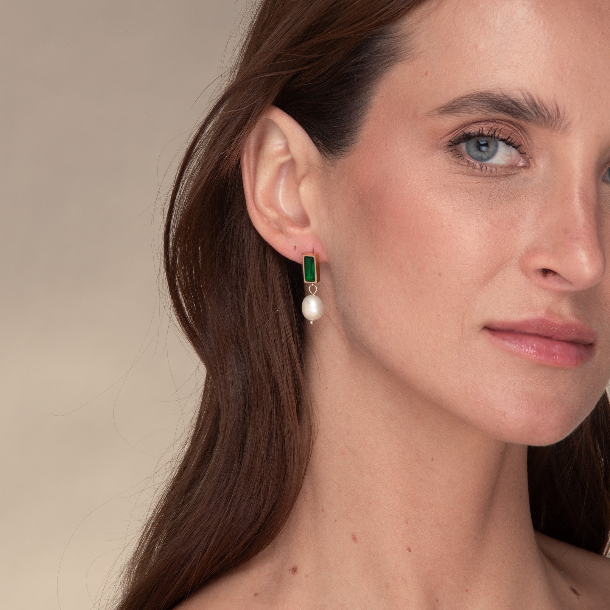 Lydia Emerald Pearl Earrings - Camile & Stone