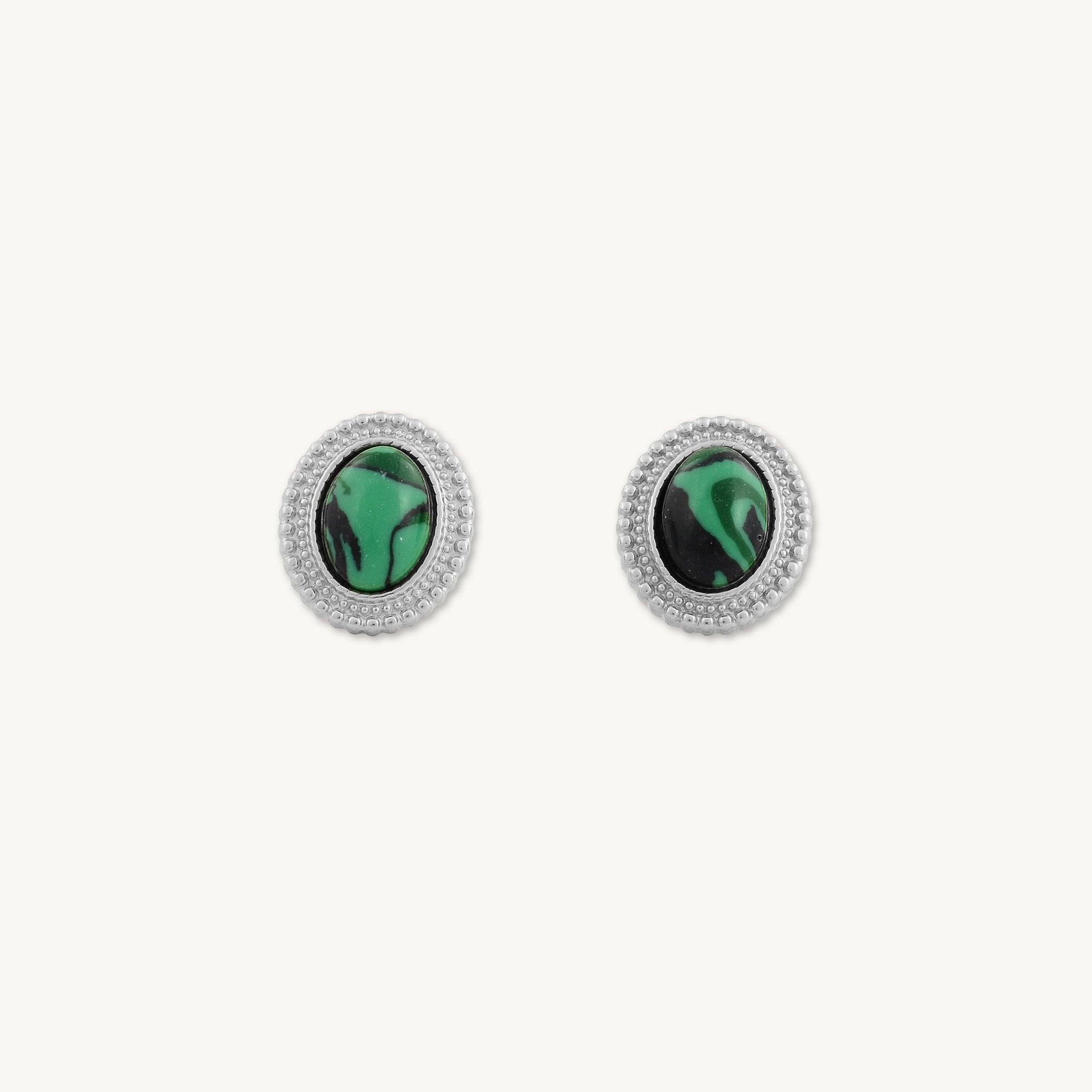 Malachite Vintage Oval Earrings - Camile & Stone