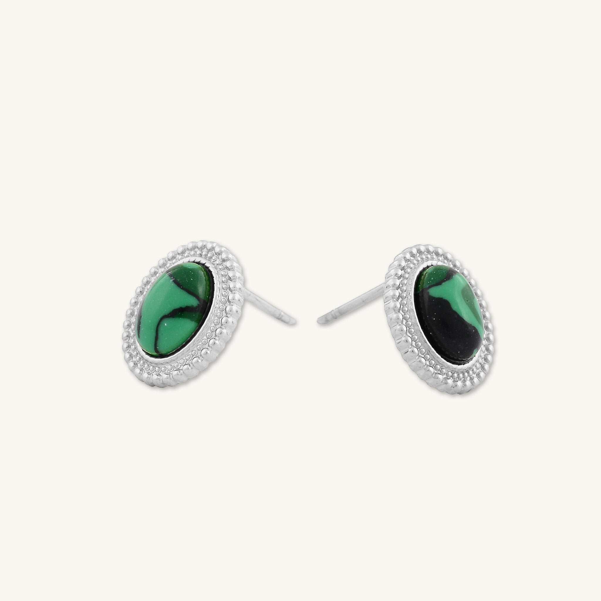 Malachite Vintage Oval Earrings - Camile & Stone