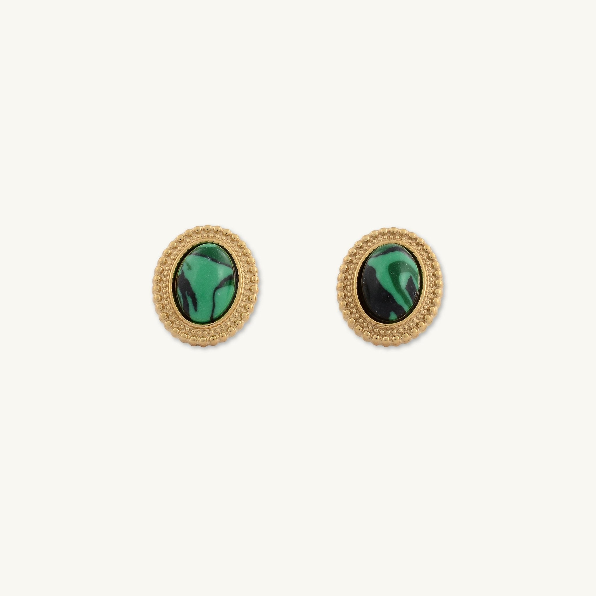 Malachite Vintage Oval Earrings - Camile & Stone