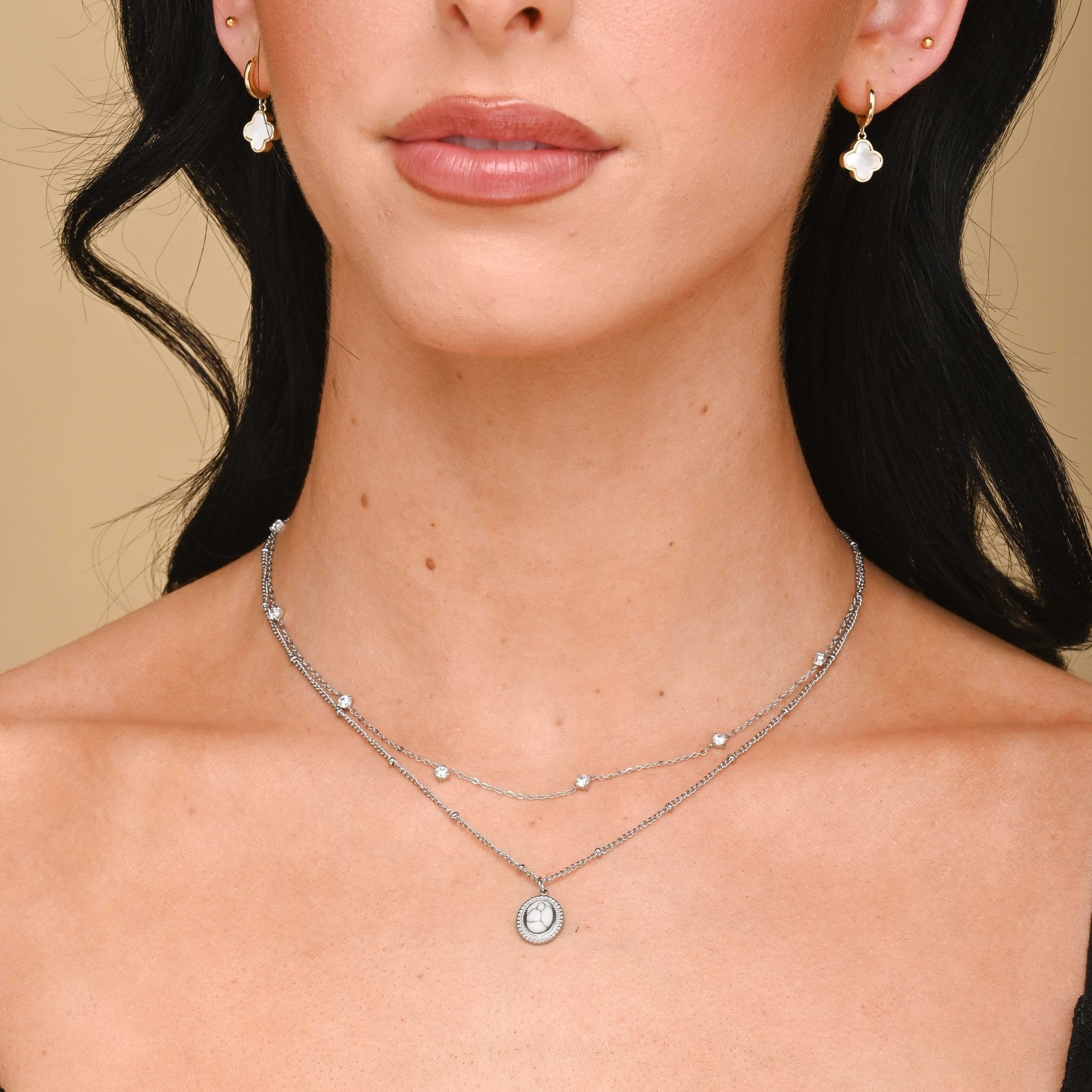 Marble Vintage Oval Satellite Necklace - Camile & Stone