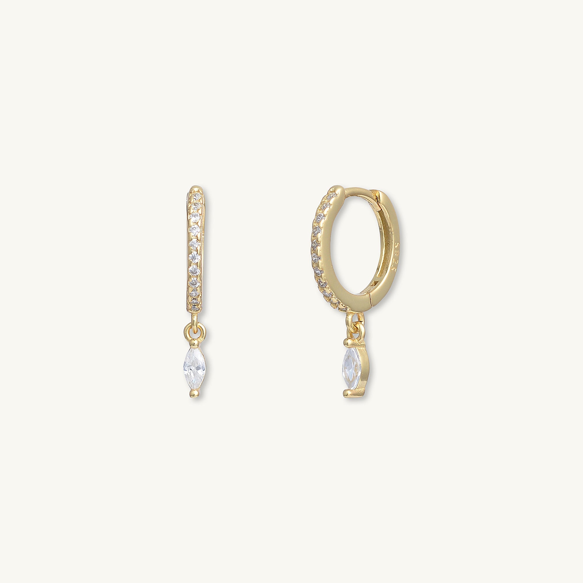Marquise Dangle Zirconia Huggie Earrings - Camile & Stone