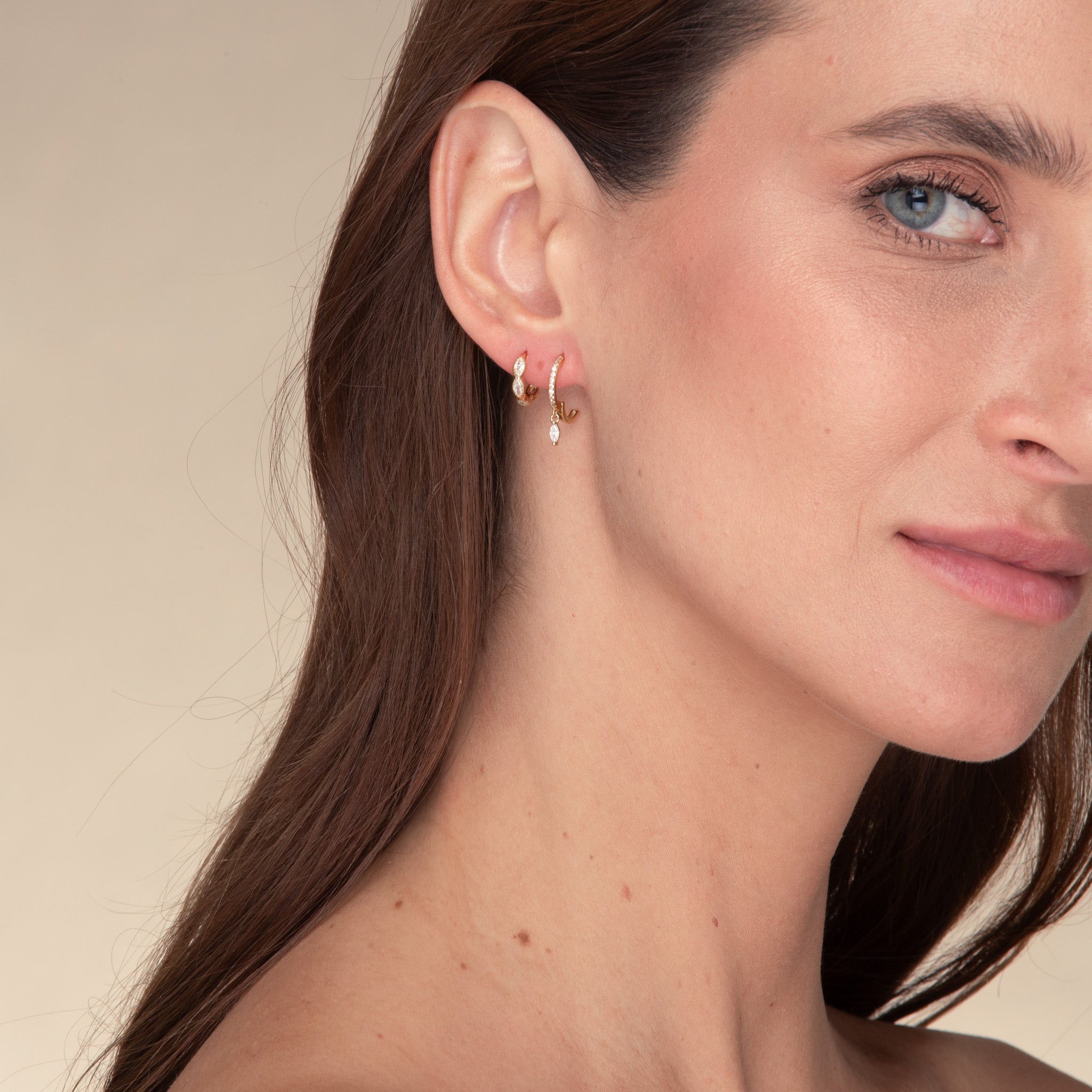 Marquise Dangle Zirconia Huggie Earrings - Camile & Stone