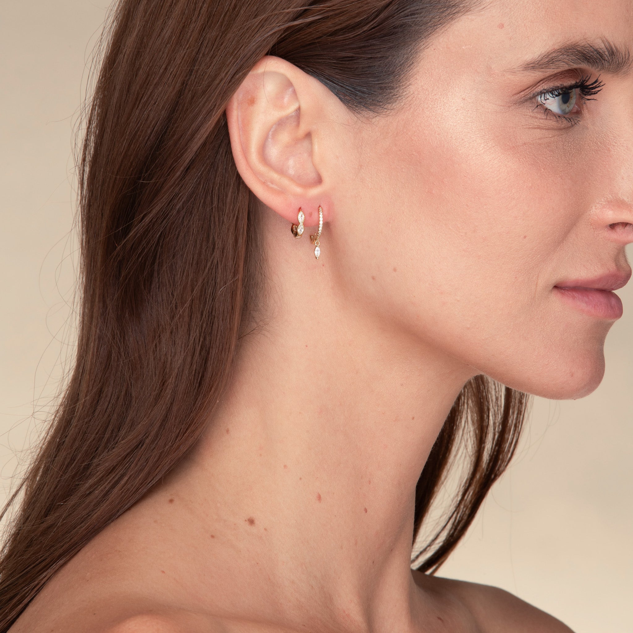 Marquise Dangle Zirconia Huggie Earrings - Camile & Stone