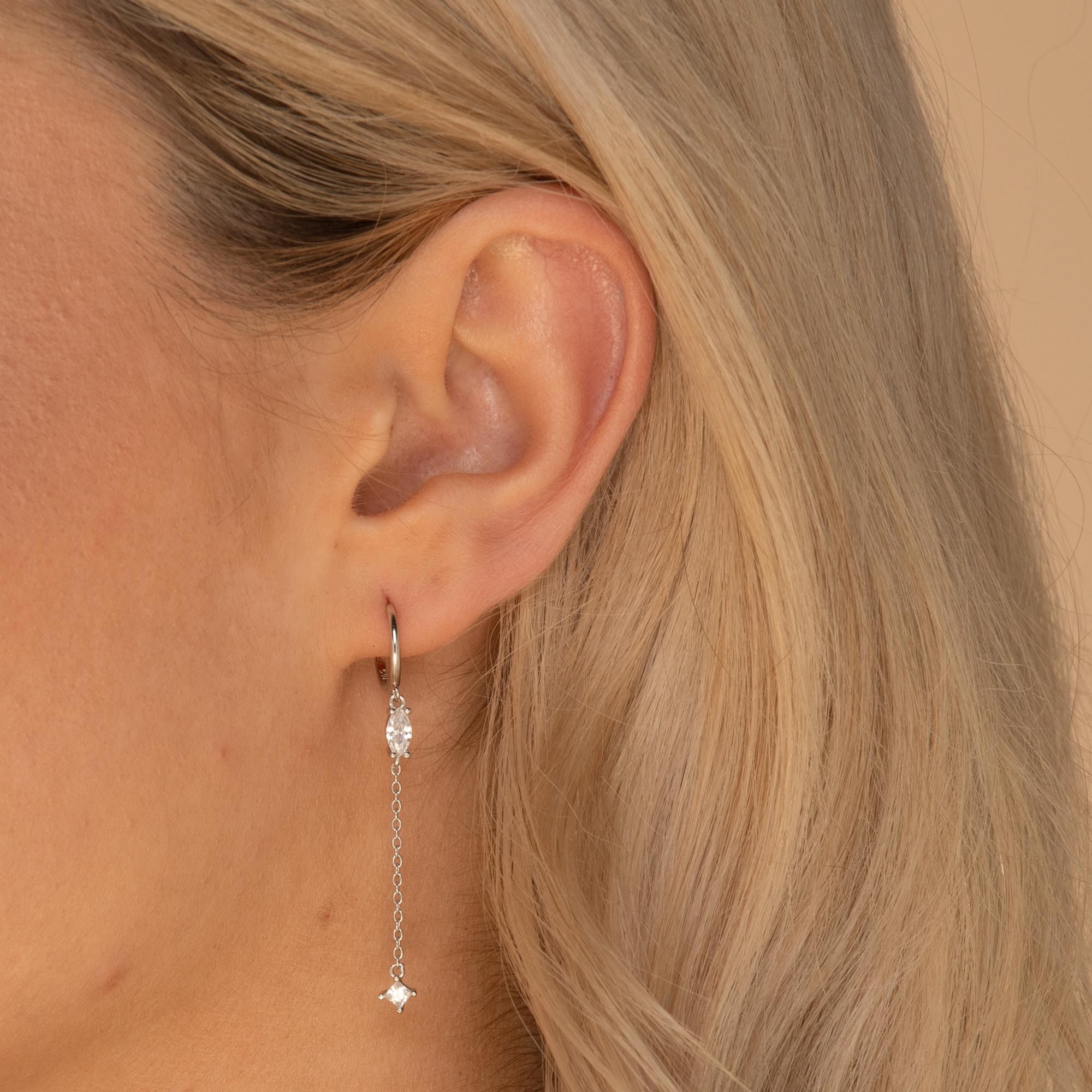 Marquise Sapphire Drop Huggie Earrings - Camile & Stone