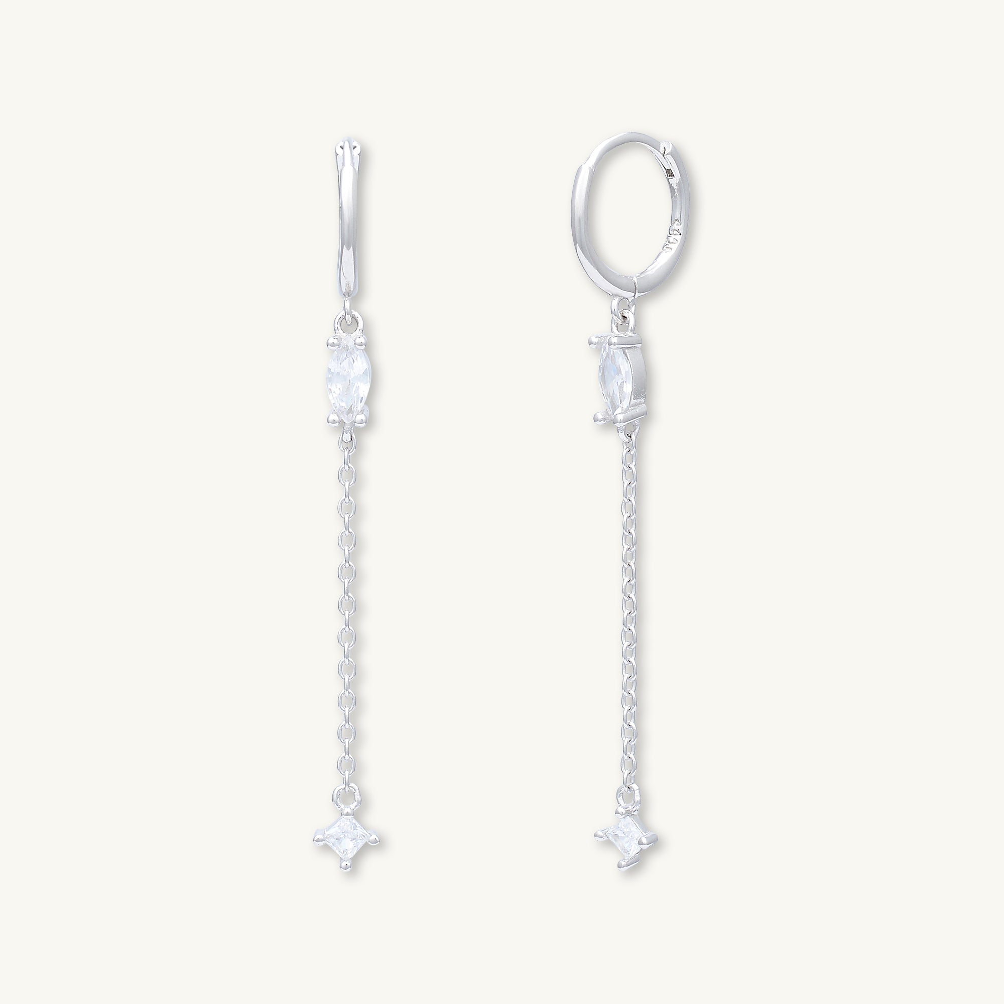 Marquise Sapphire Drop Huggie Earrings - Camile & Stone