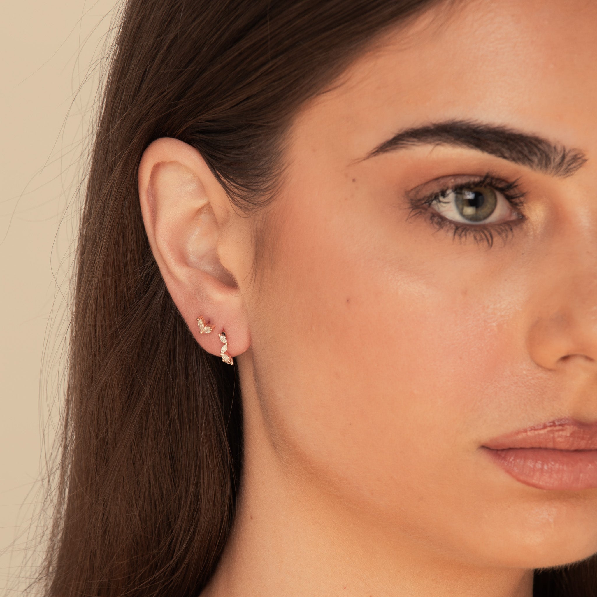 Marquise Sapphire Huggie Earrings - Camile & Stone