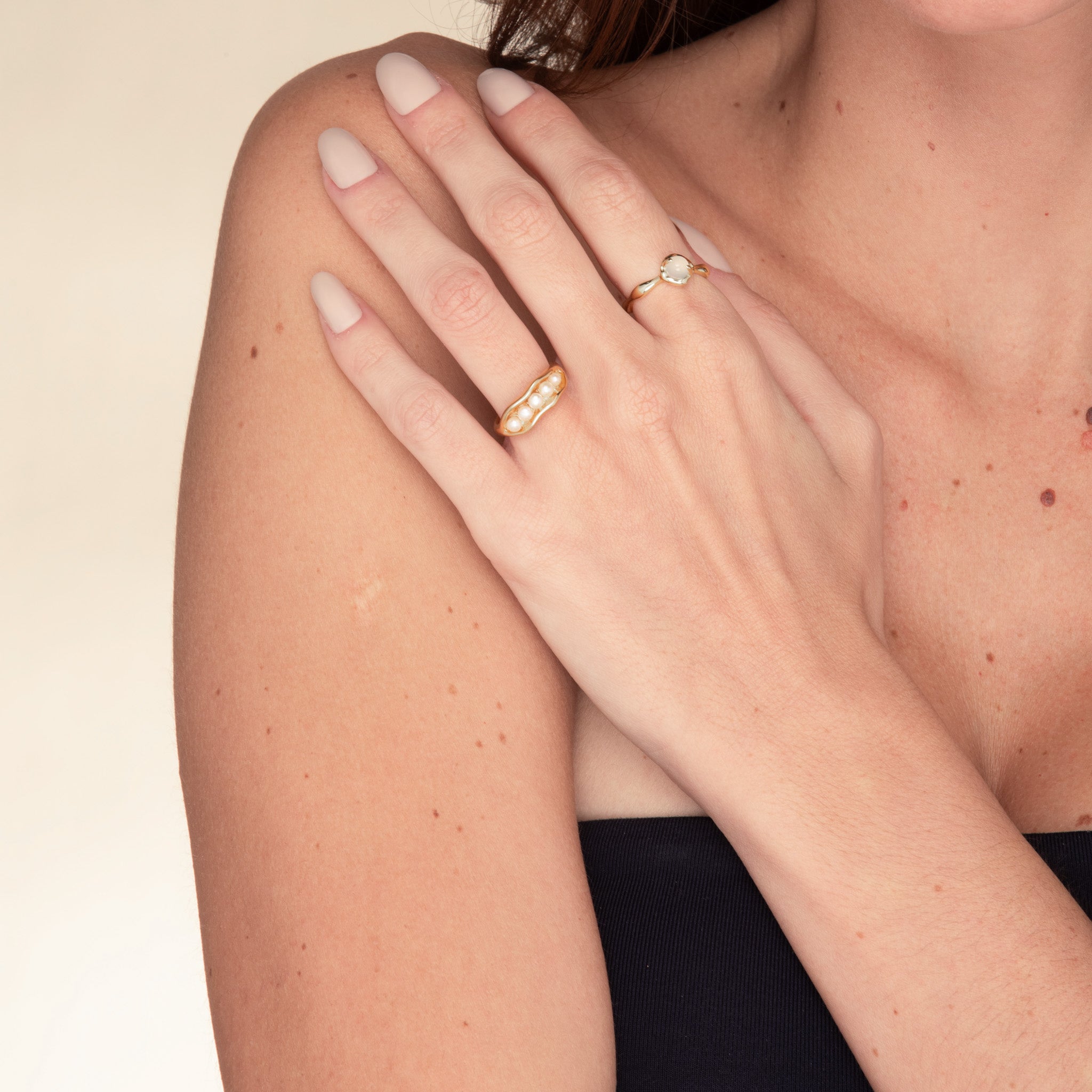 Moonstone Bauble Open Ring - Camile & Stone