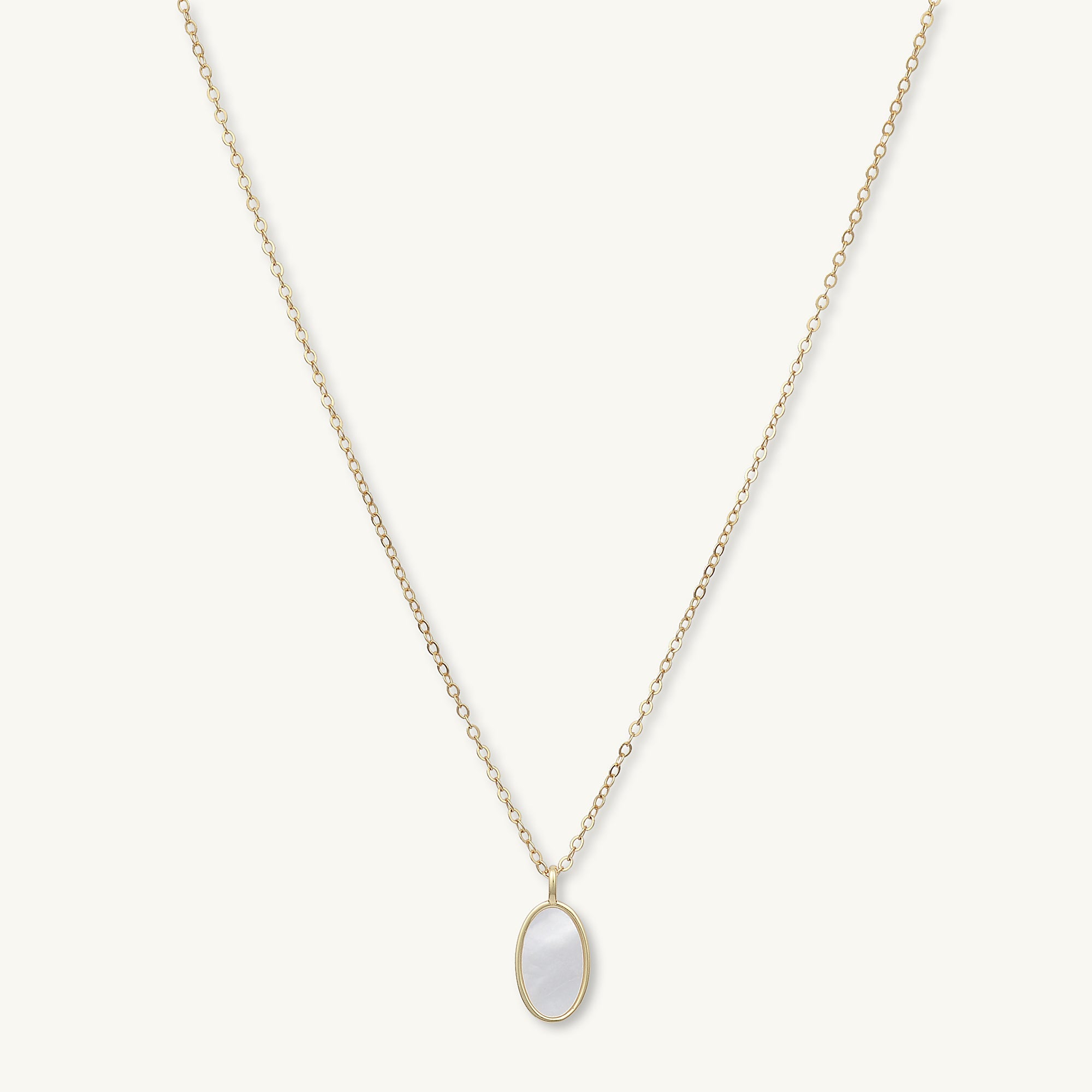 Mother Of Pearl Oval Medallion Necklace - Camile & Stone