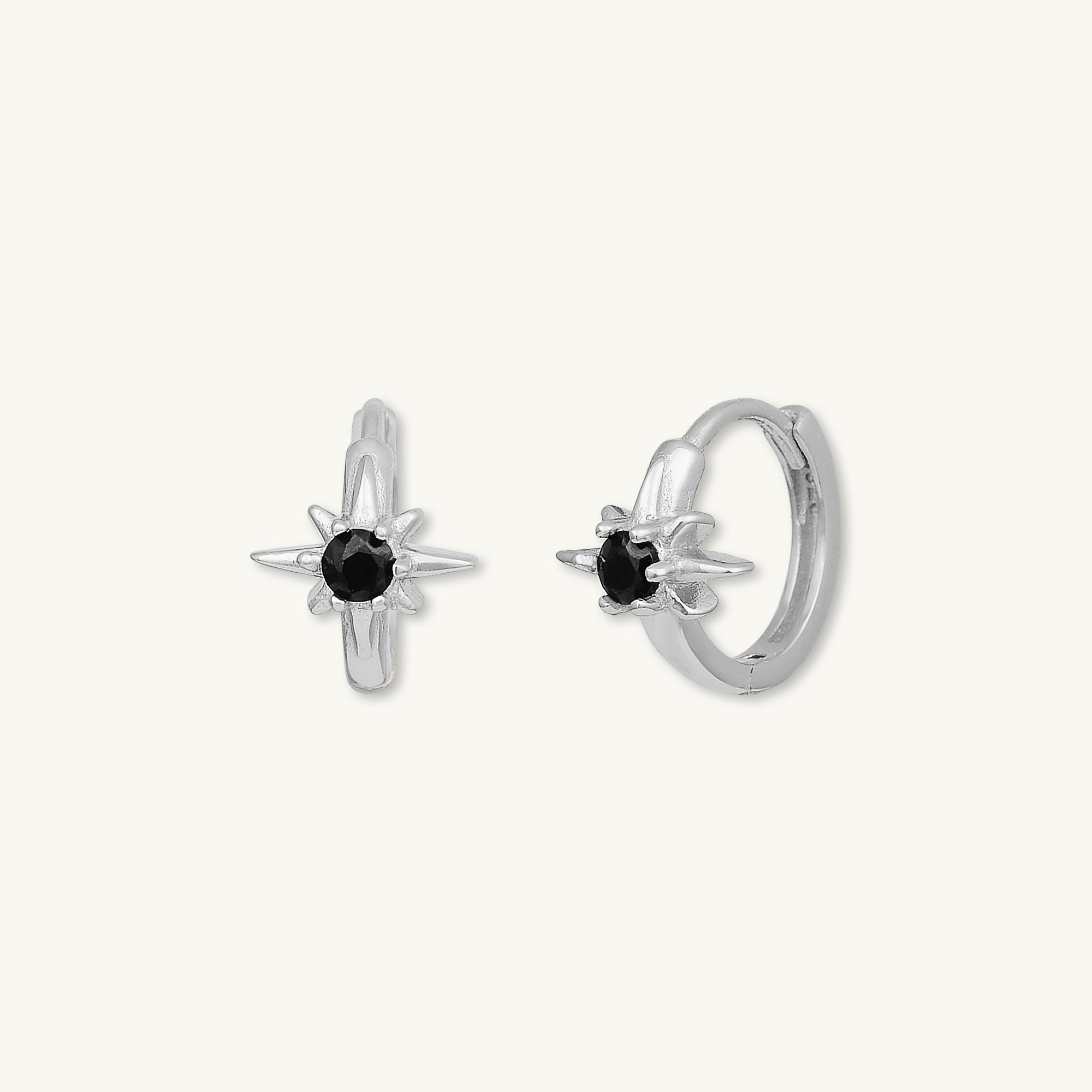 North Star Black Huggie Earrings - Camile & Stone
