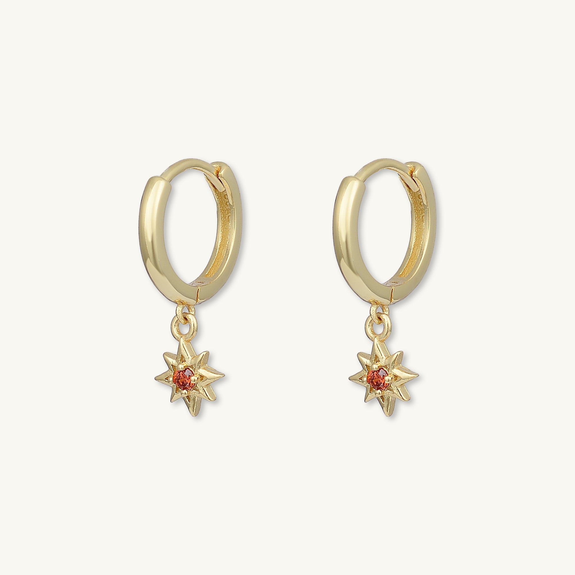 North Star Garnet Huggie Earrings - Camile & Stone