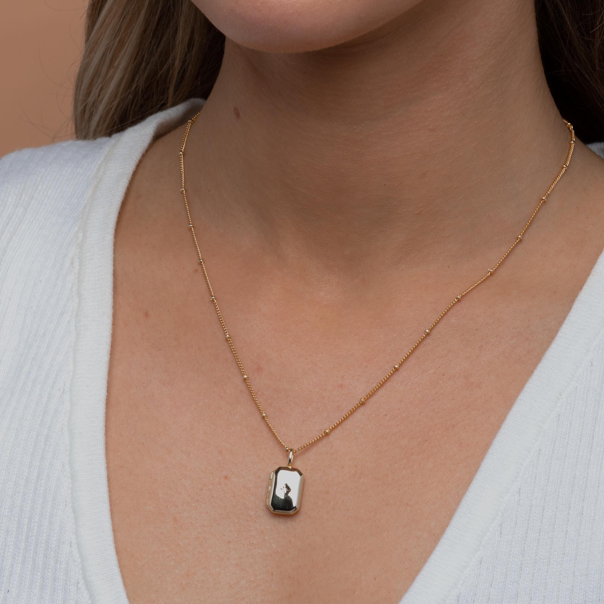 North Star Rectangular Photo Locket Necklace - Camile & Stone