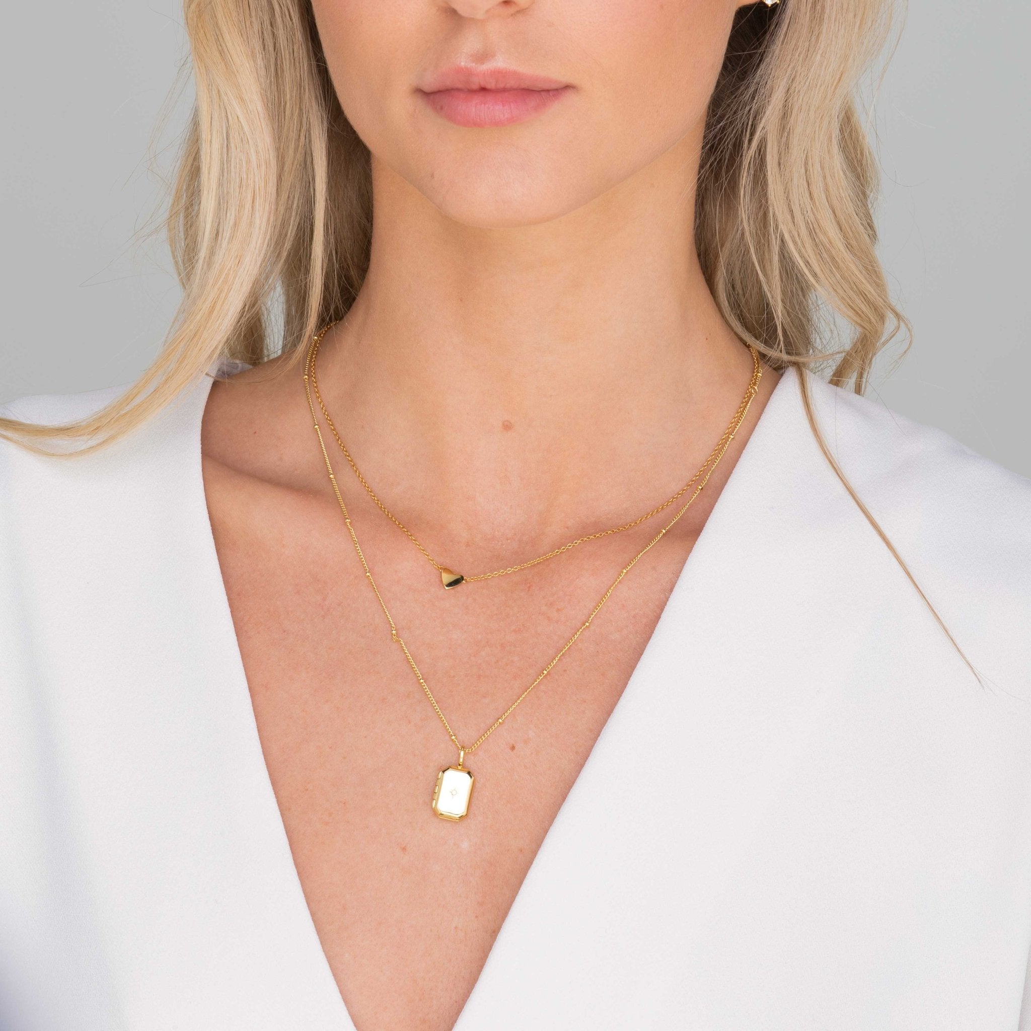 North Star Rectangular Photo Locket Necklace - Camile & Stone