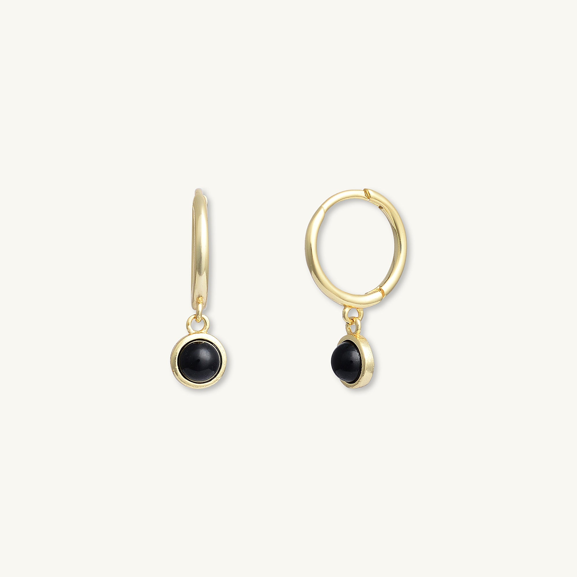 Onyx Circle Dangle Huggie Earrings - Camile & Stone