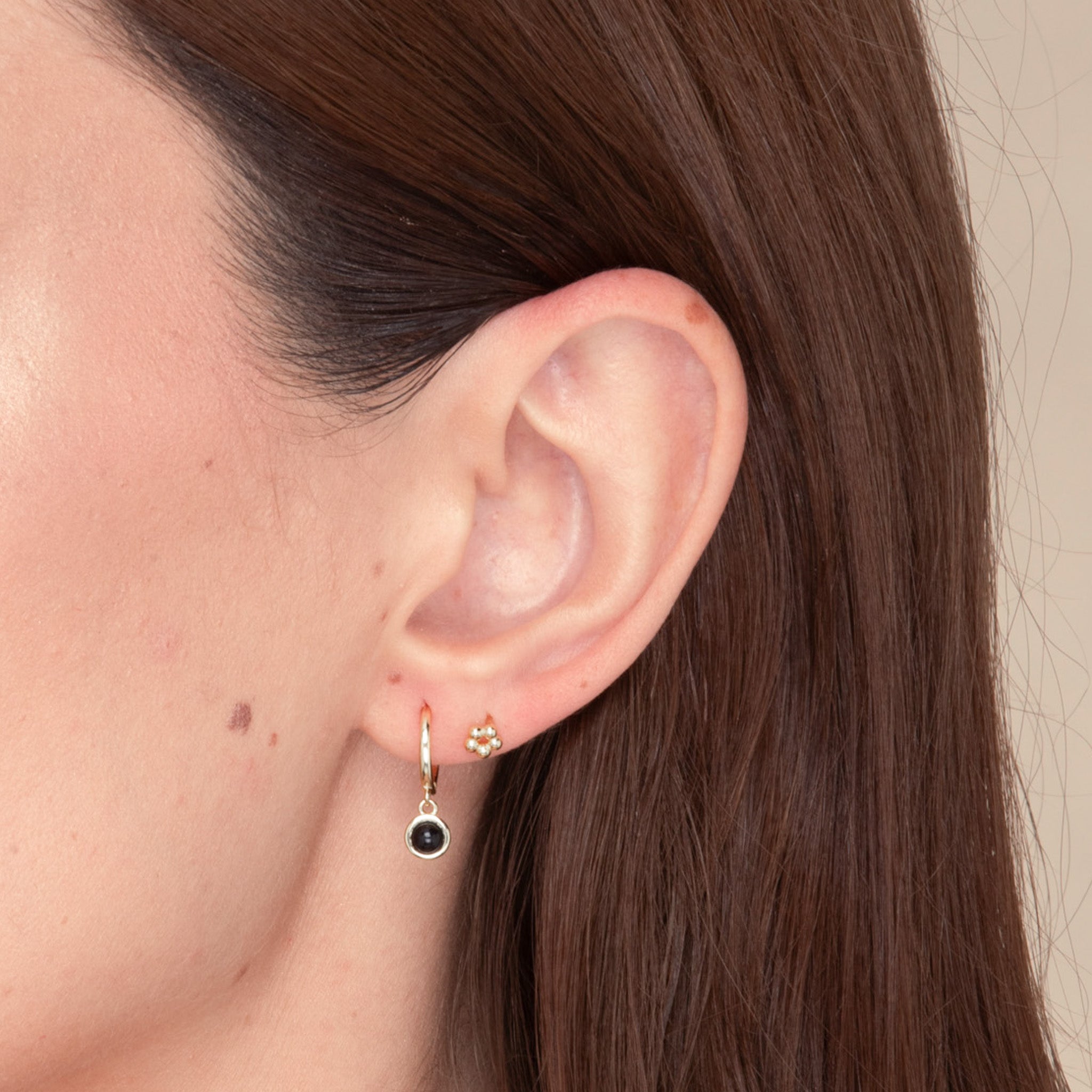 Onyx Circle Dangle Huggie Earrings - Camile & Stone