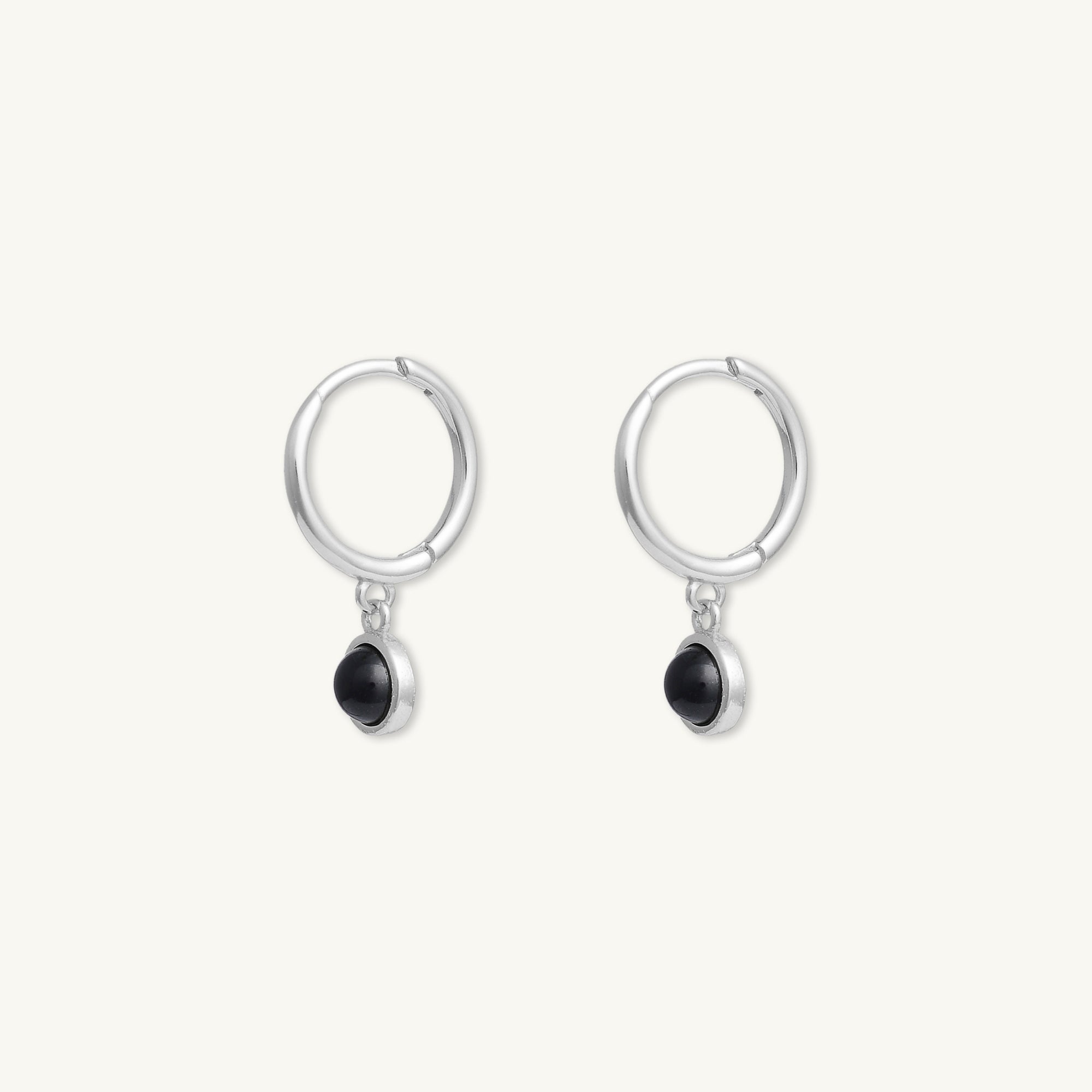 Onyx Circle Dangle Huggie Earrings - Camile & Stone