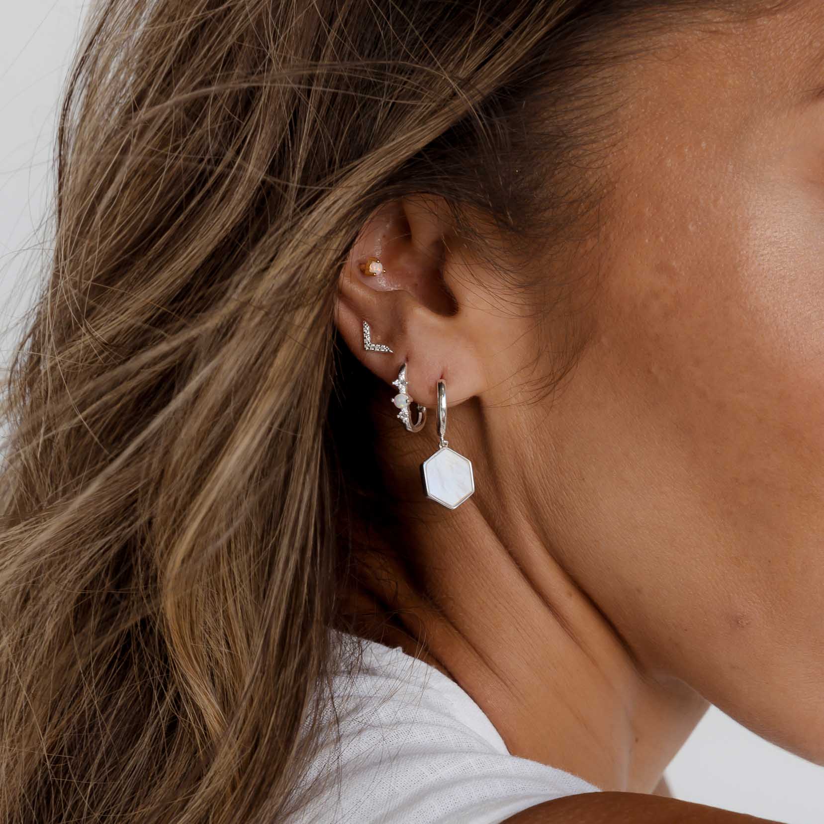 Opal Sapphire Huggie Earrings - Camile & Stone