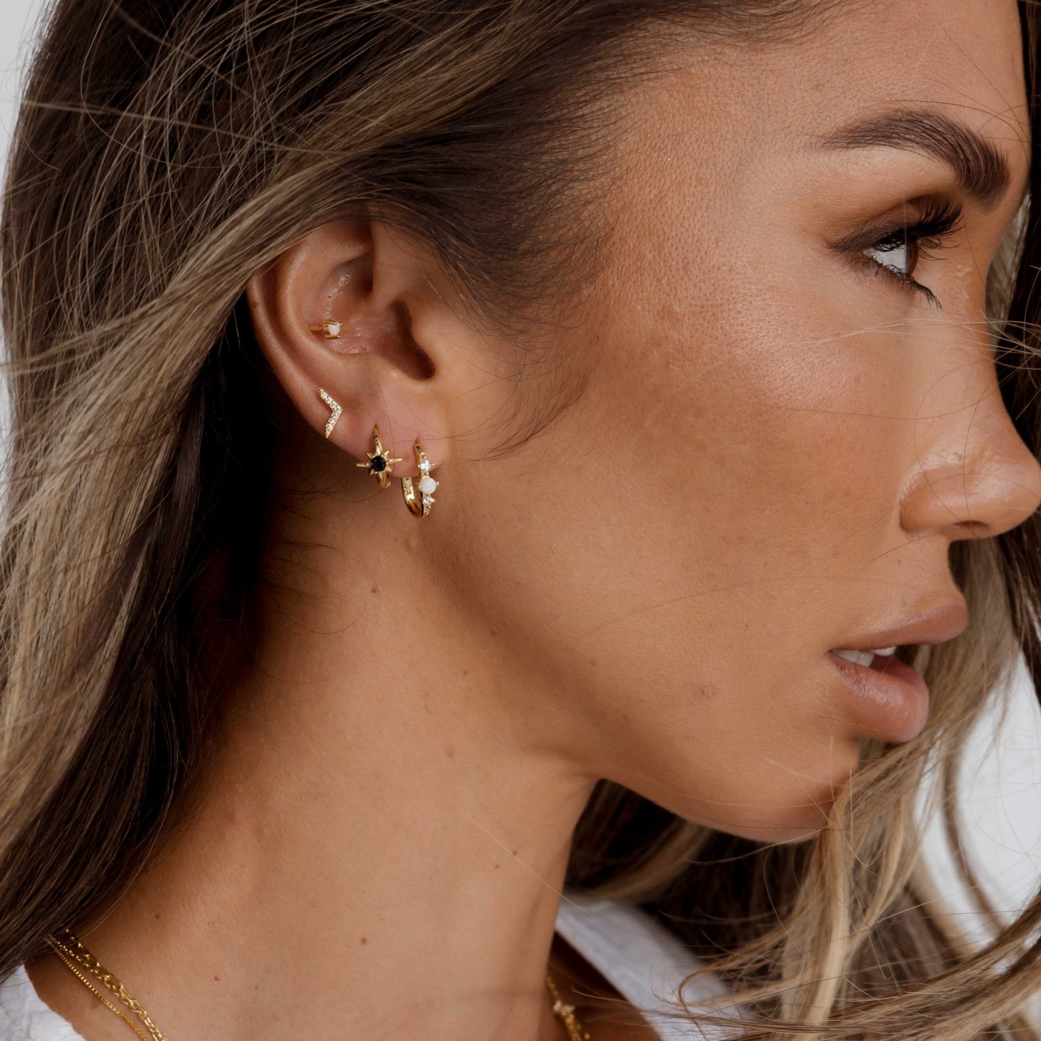 Opal Sapphire Huggie Earrings - Camile & Stone