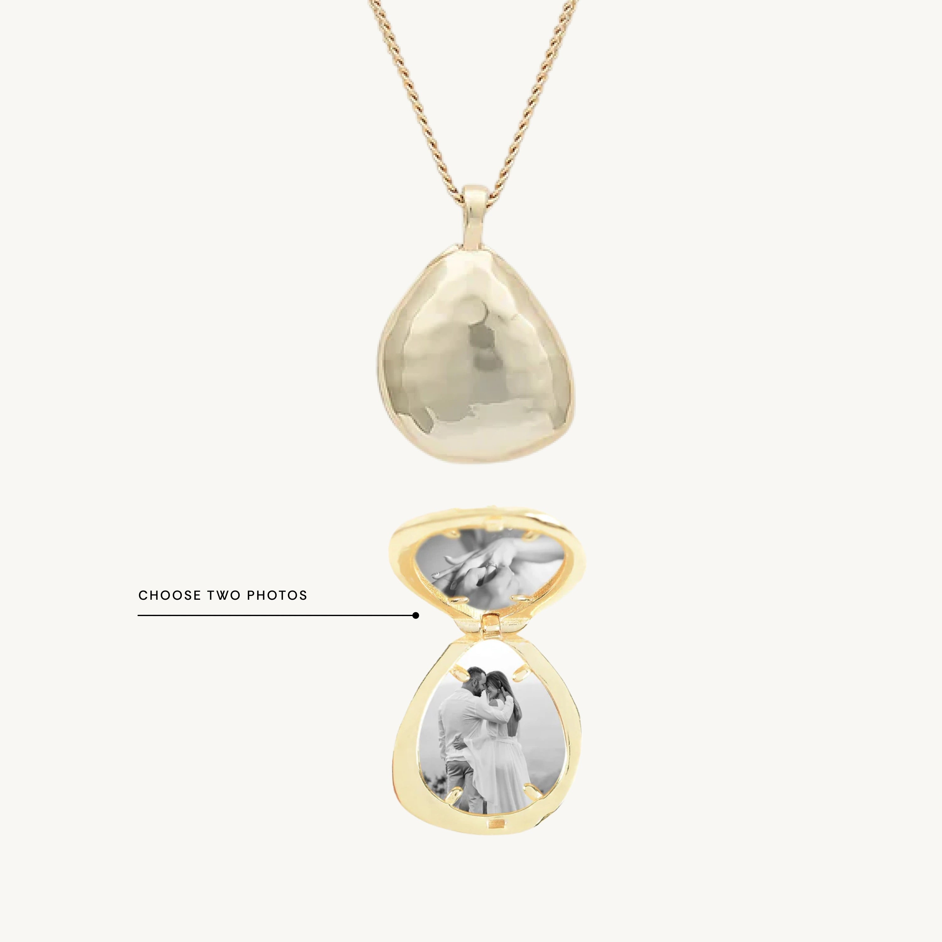 Oval Molten Photo Locket Necklace