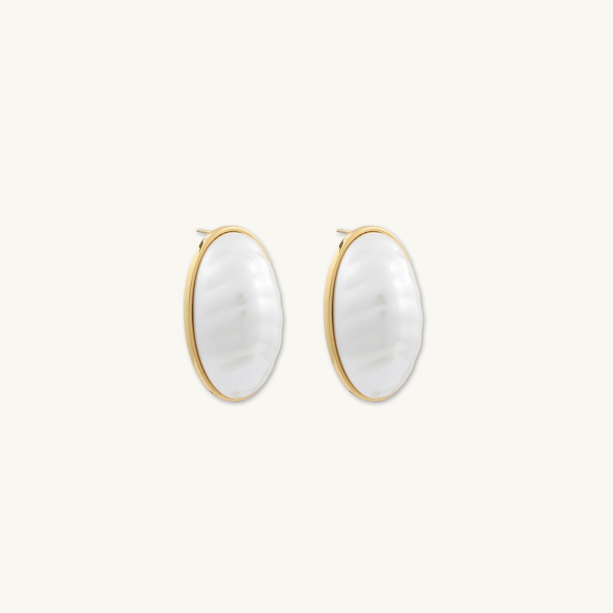 Pearl Oval Statement Earrings - Camile & Stone