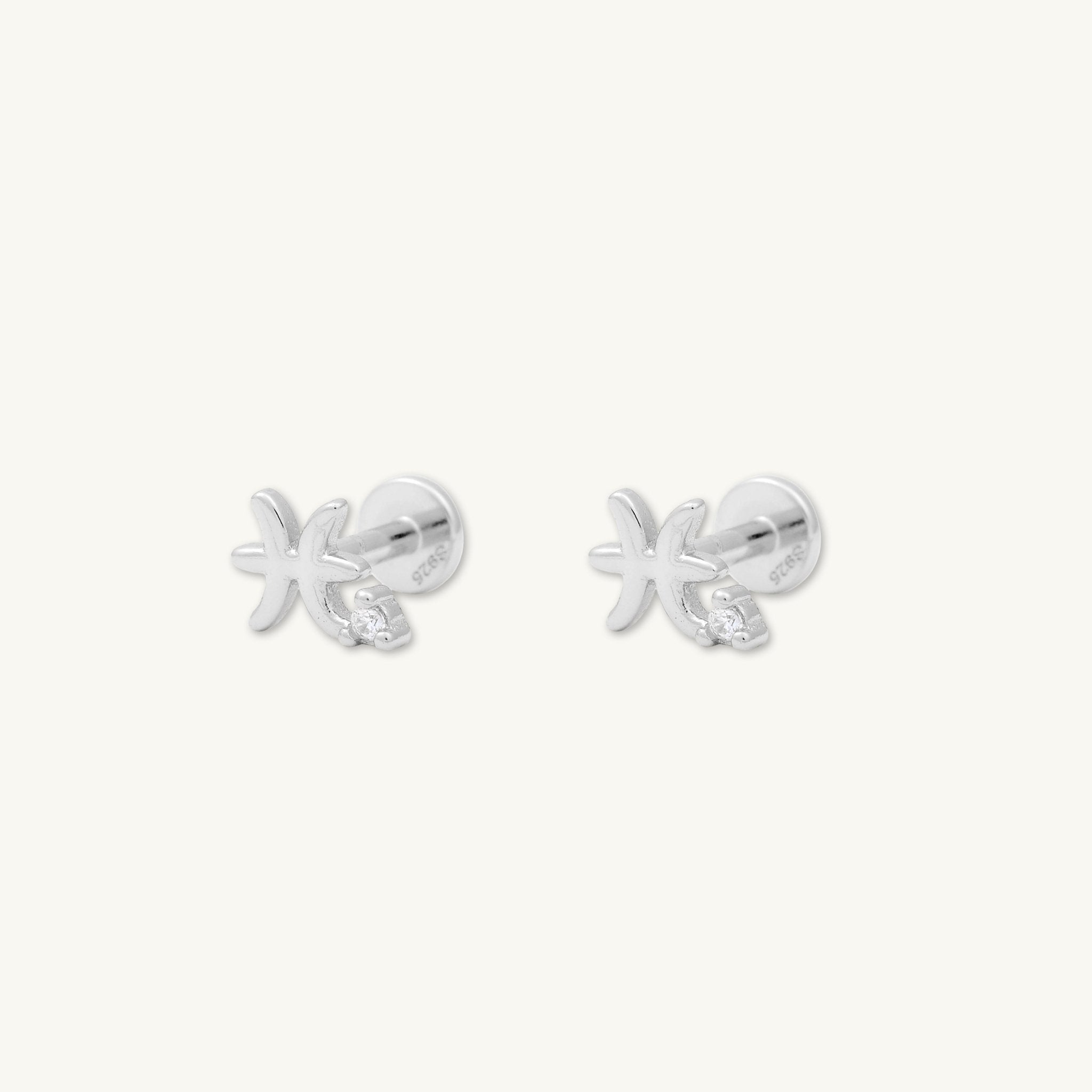 Pisces Zodiac Star Sign Flat Back Earrings - Camile & Stone