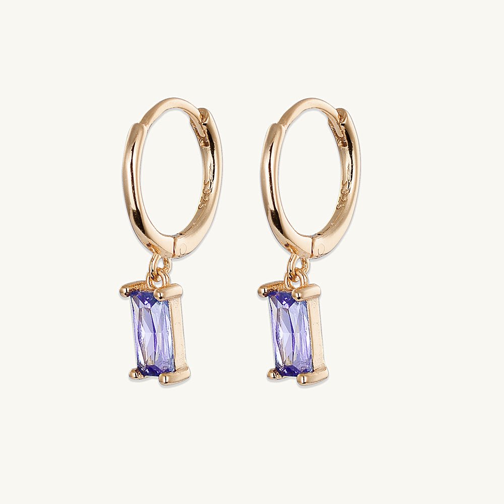Purple Baguette Hoop Earrings - Camile & Stone
