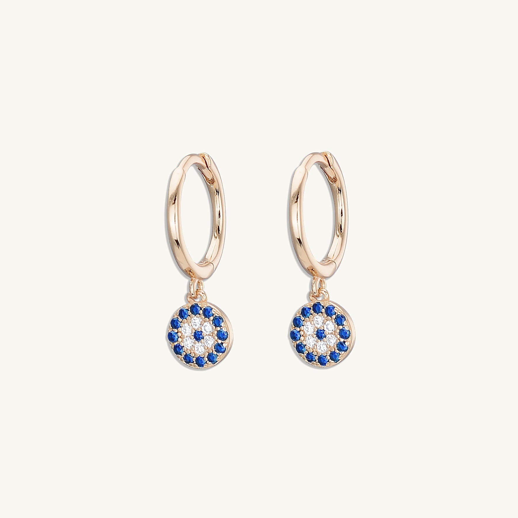 Round Evil Eye Pave Hoop Earrings - Camile & Stone
