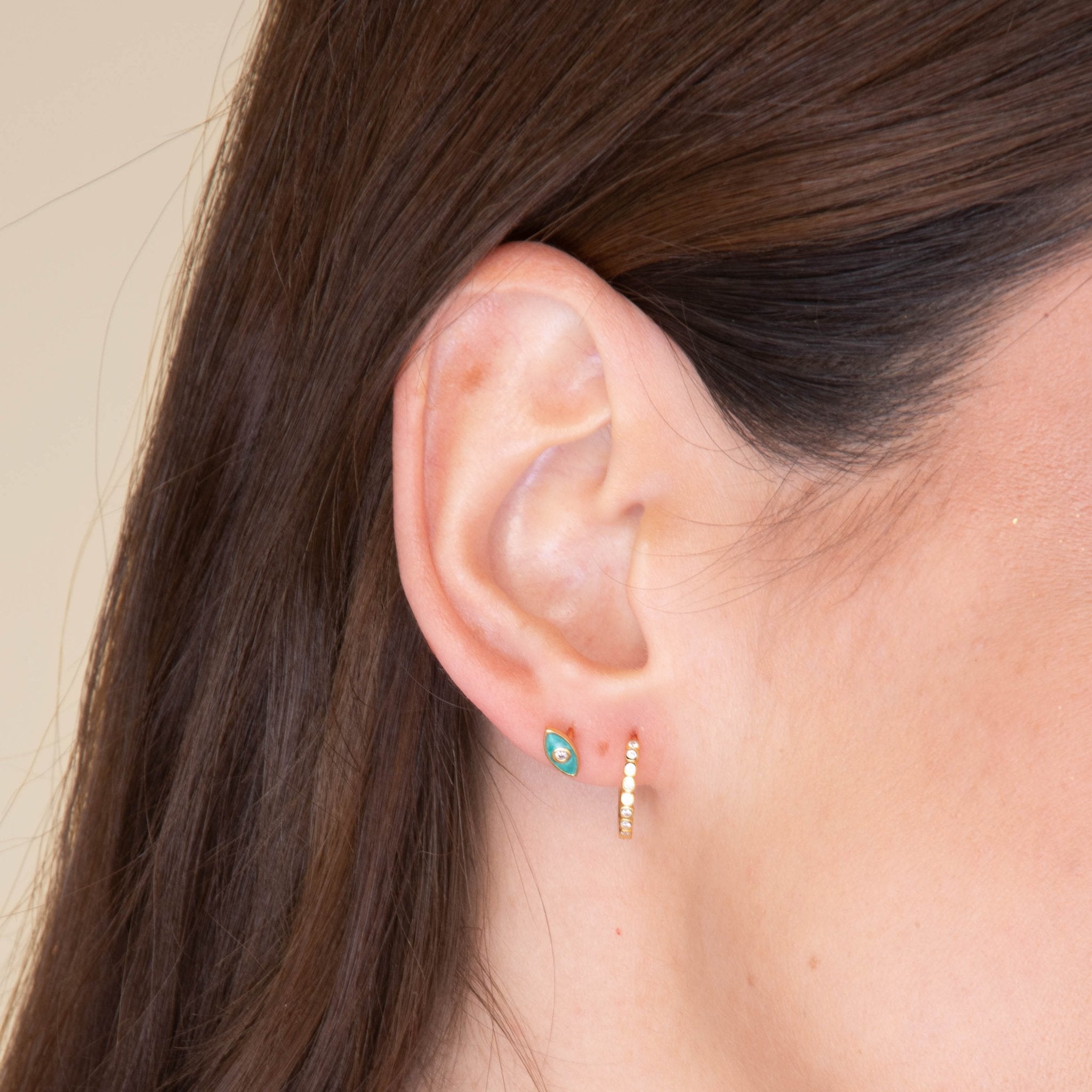 Round Sappphire Huggie Hoops - Camile & Stone