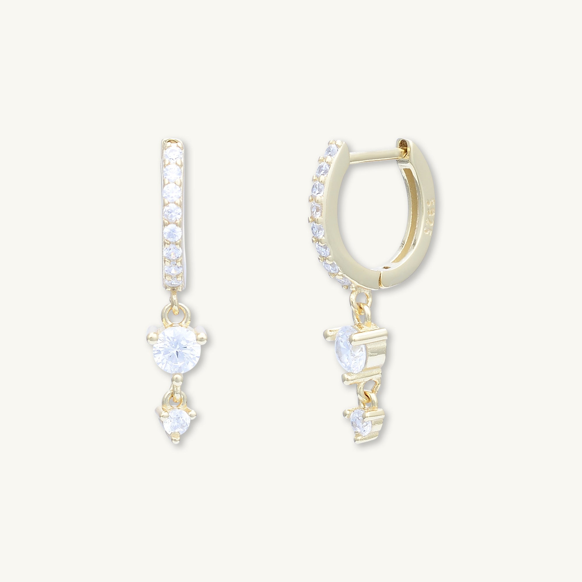 Sapphire Double Dangling Huggie Earrings - Camile & Stone