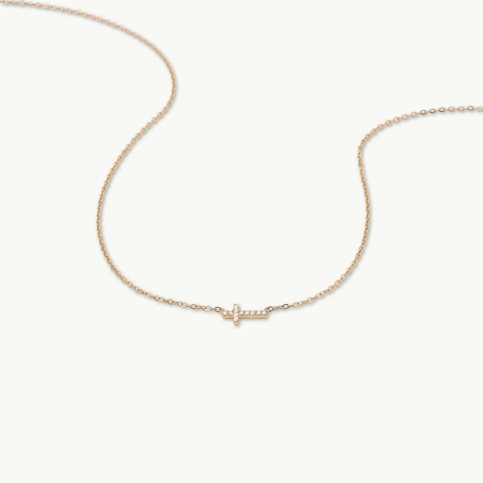 Sideways Cross Sapphire Necklace - Camile & Stone