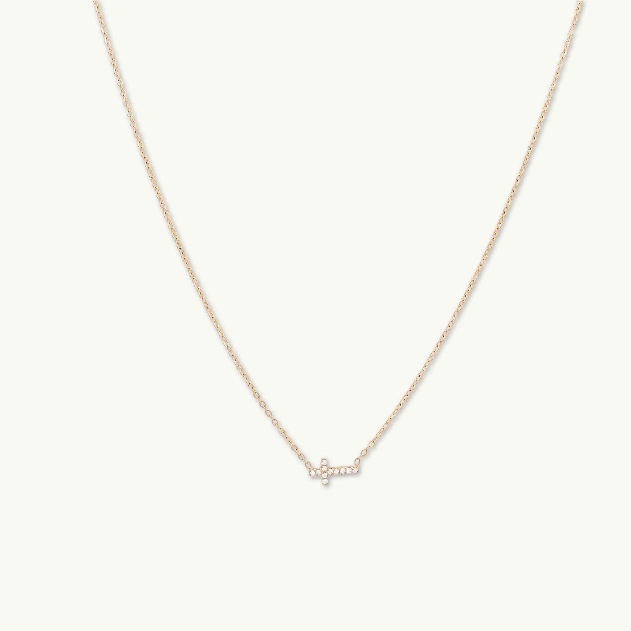 Sideways Cross Sapphire Necklace - Camile & Stone