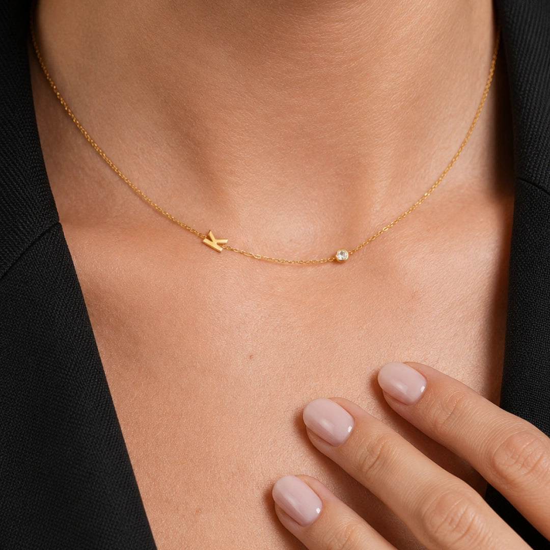 Sideways Pave Letter Necklace