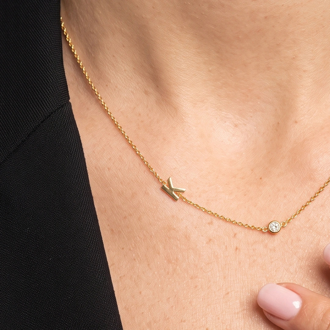 Sideways Pave Letter Necklace