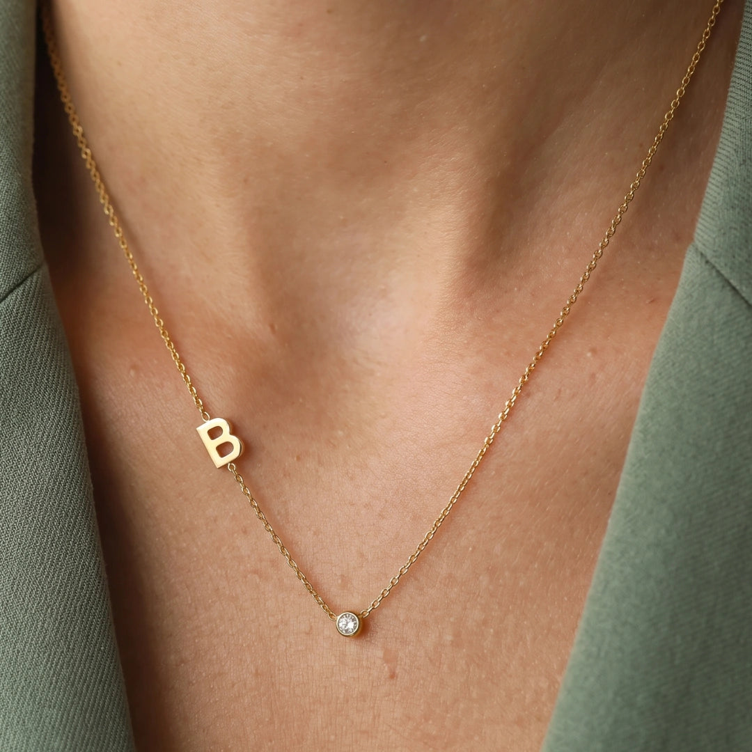 Sideways Pave Letter Necklace