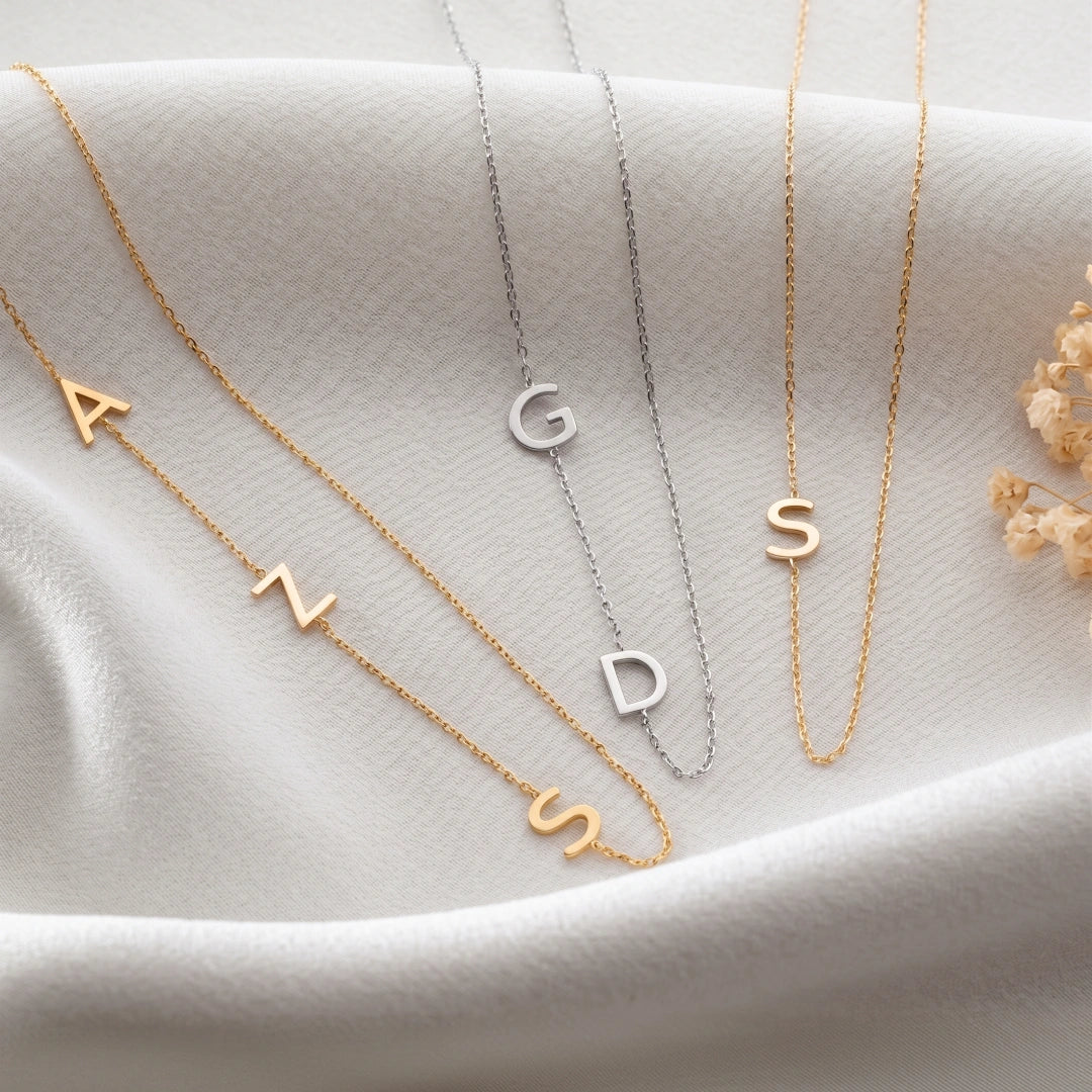 Sideways Pave Letter Necklace
