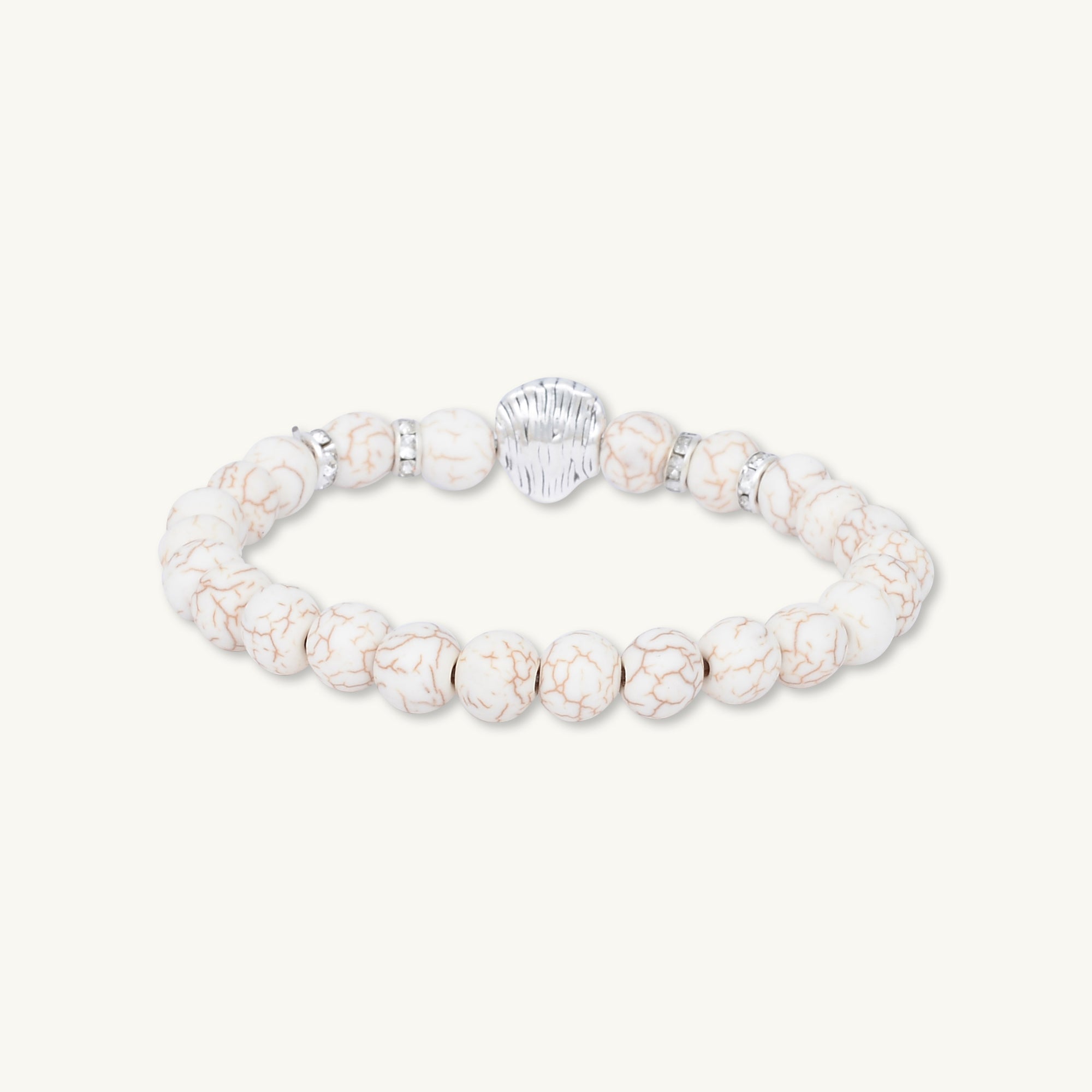 Silver Lion Marble Tiger Eye Beaded Bracelet - Camile & Stone